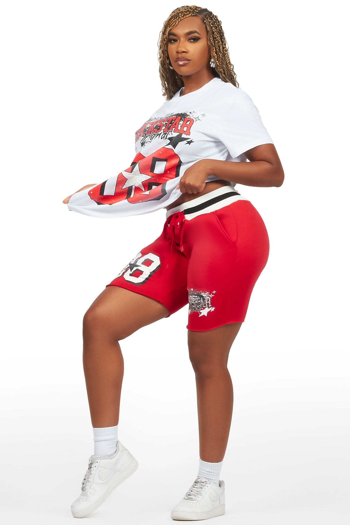 Carolina White/Red T-Shirt Short Set