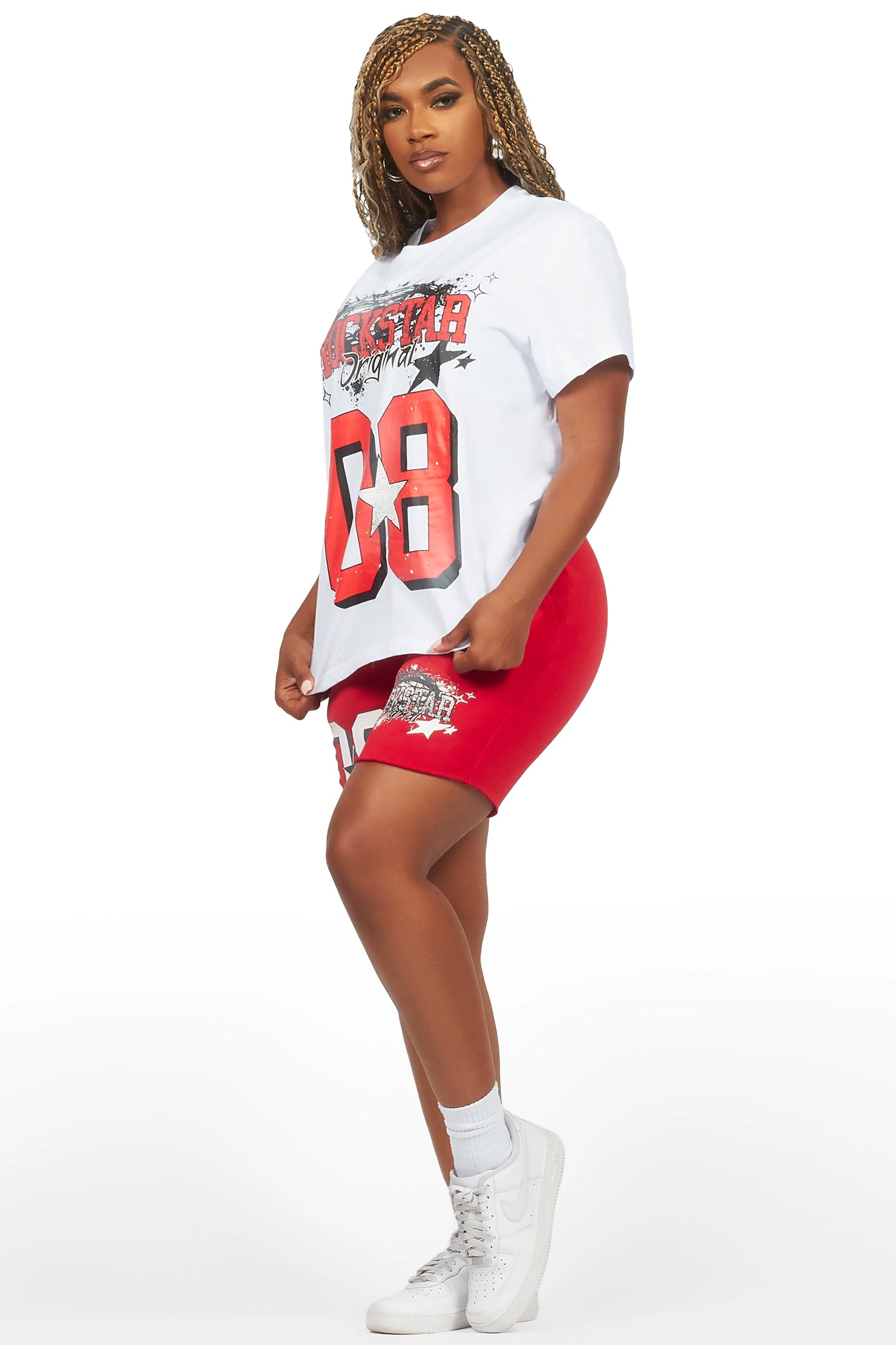 Carolina White/Red T-Shirt Short Set