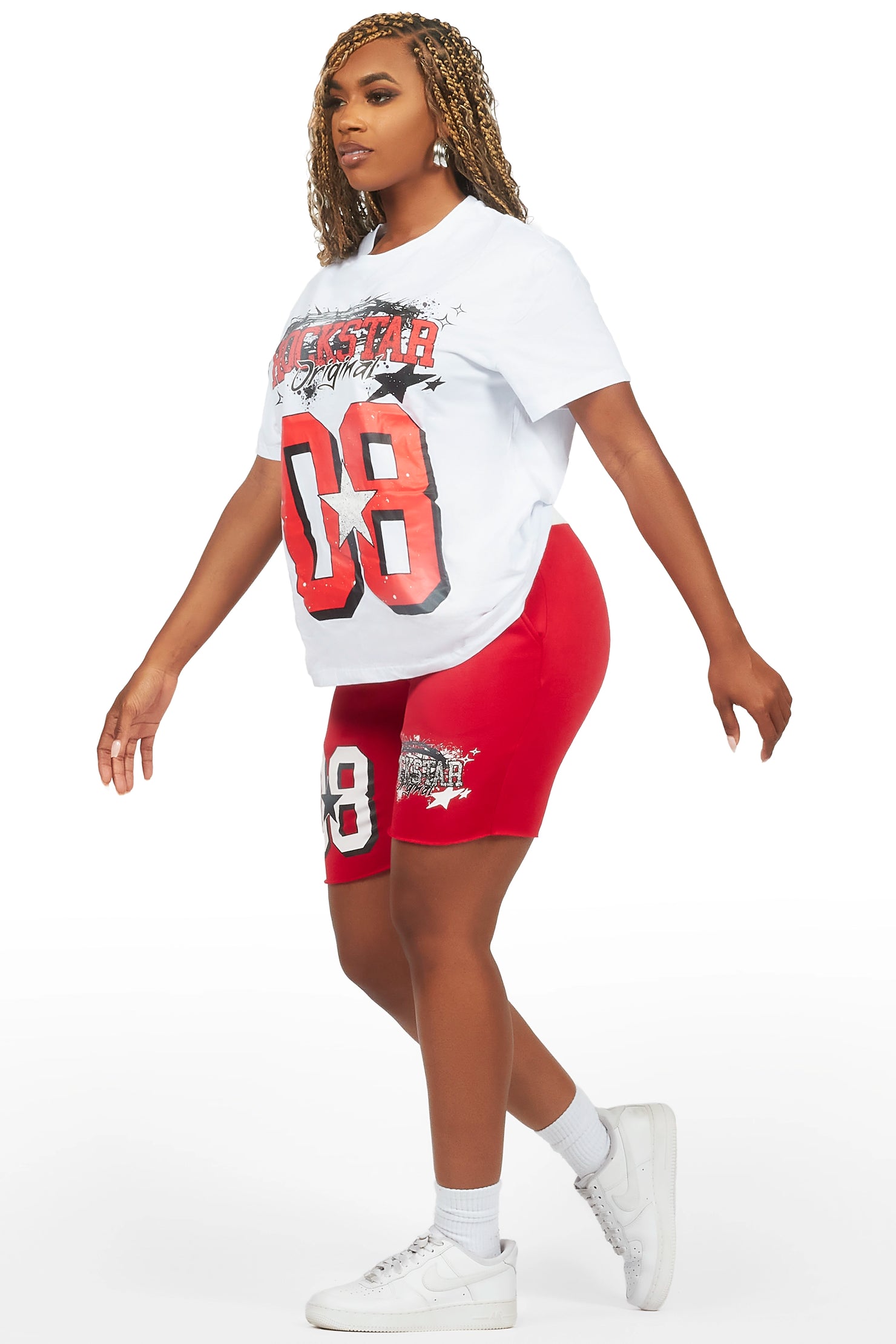 Carolina White/Red T-Shirt Short Set