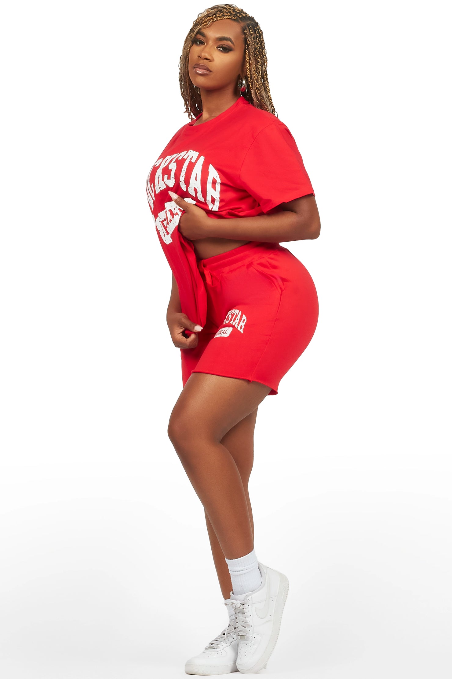 Javonuna Red T-Shirt Short Set