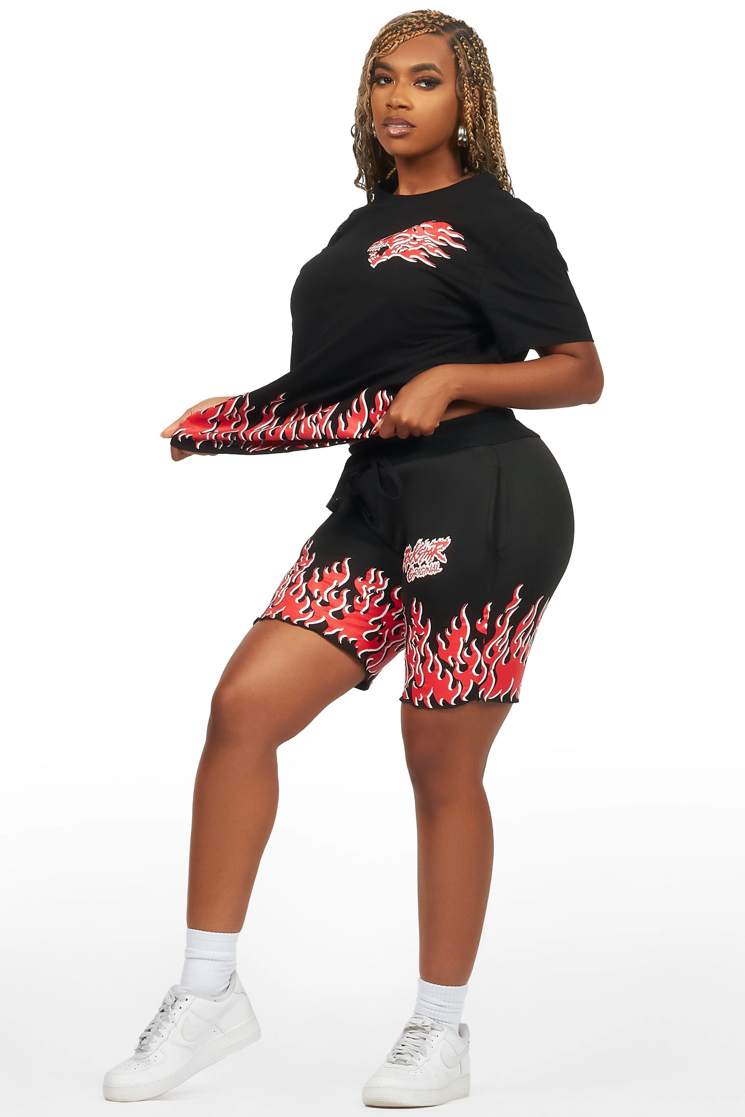 Arais Black/Red T-Shirt Short Set
