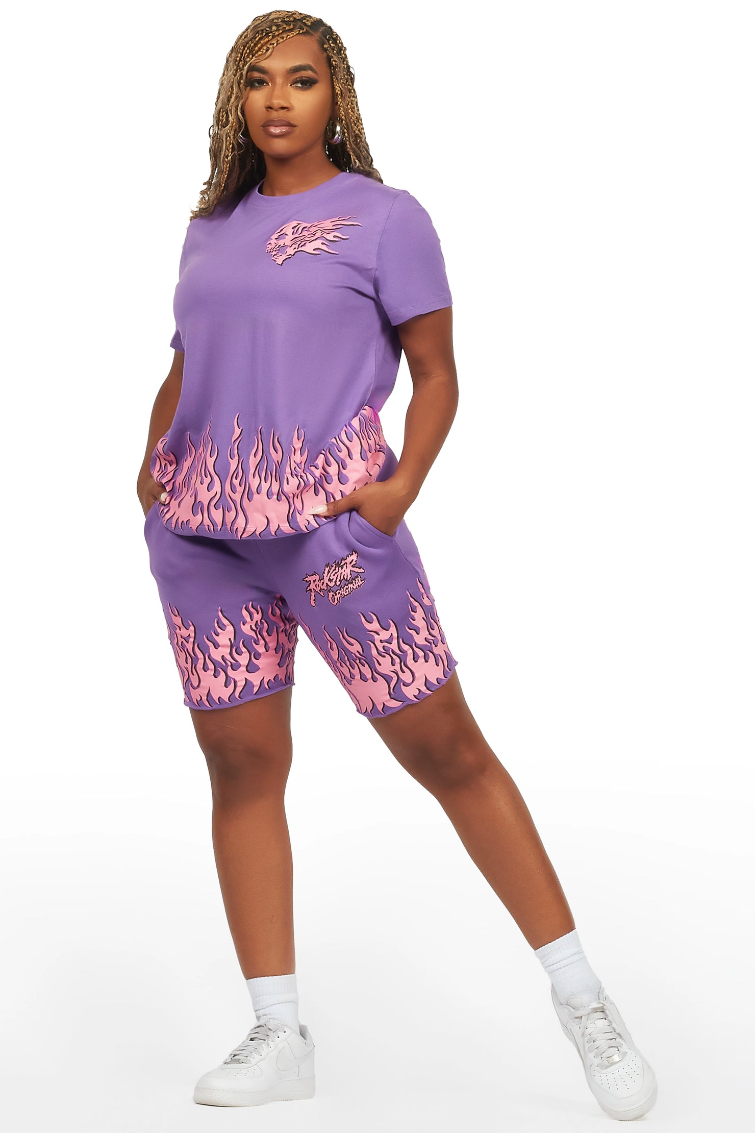 Arais Purple T-Shirt Short Set