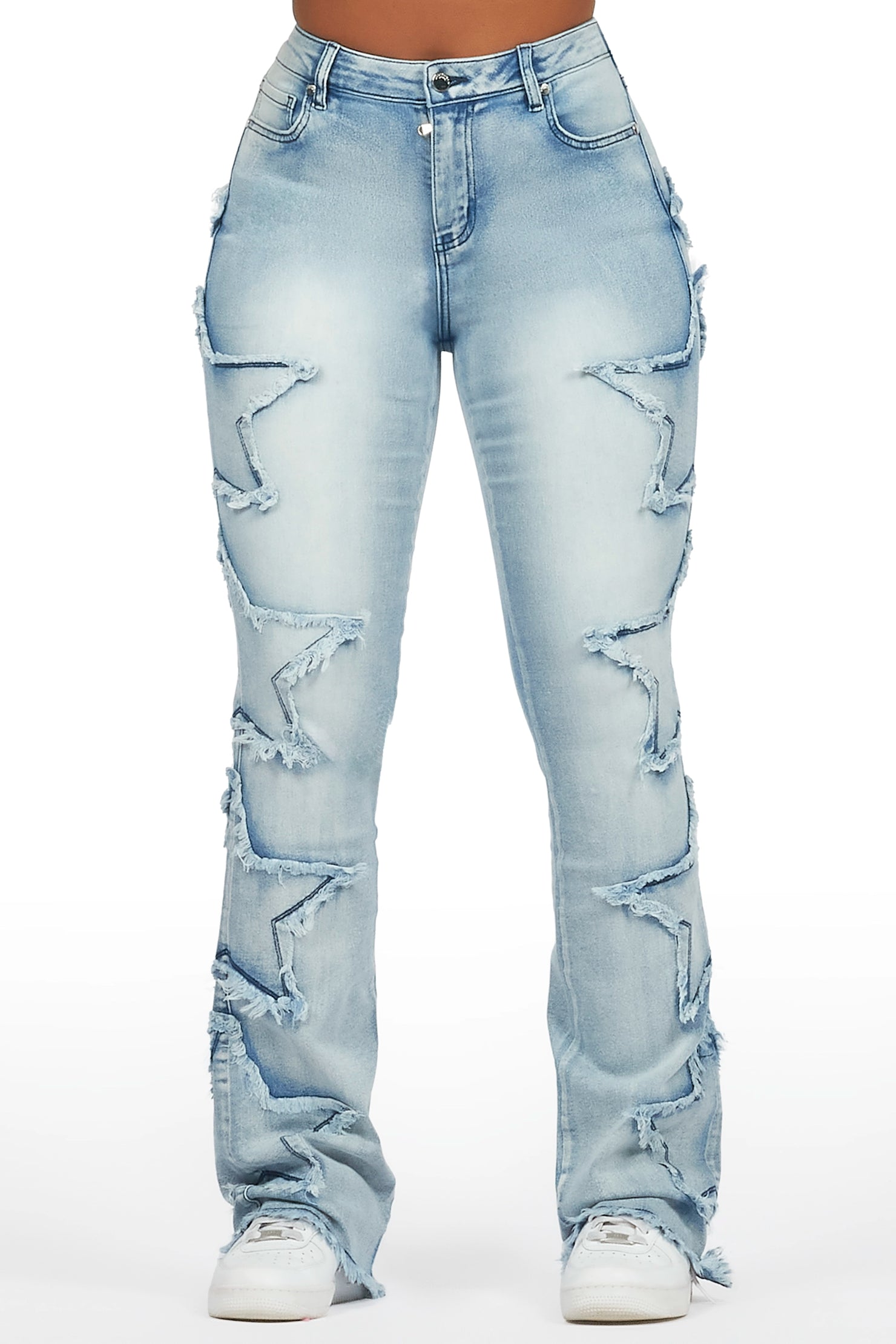 Sinayah Light Wash Stacked Flare Jean