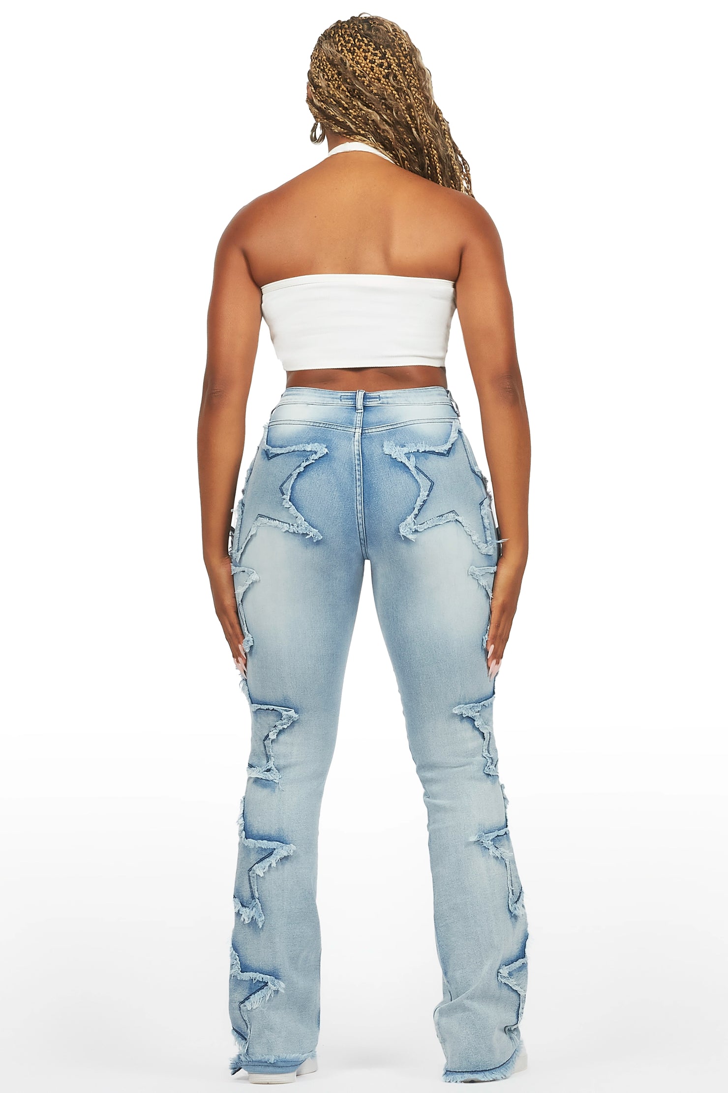 Sinayah Light Wash Stacked Flare Jean