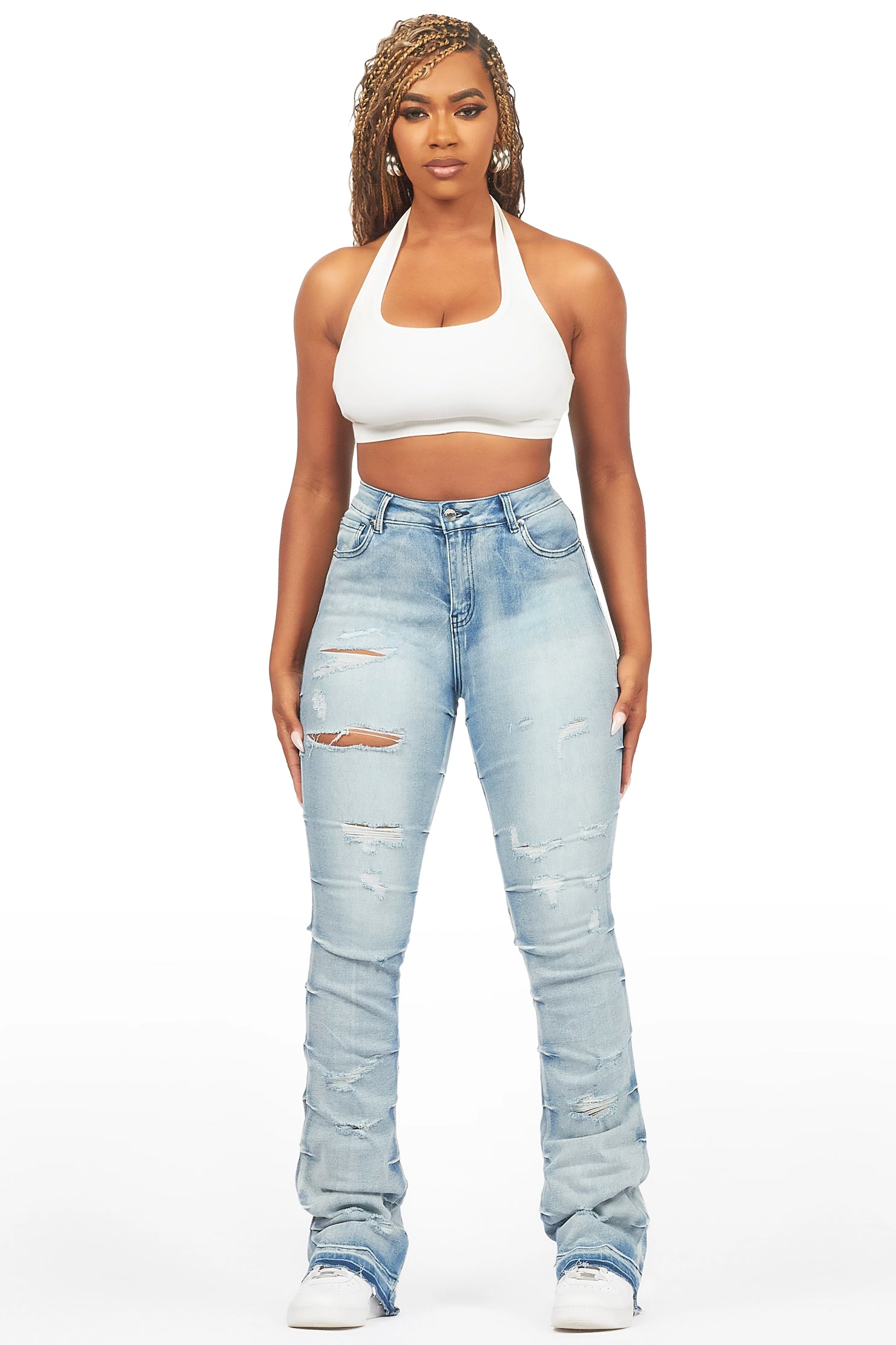 Shanya Blue Stacked Flare Jean