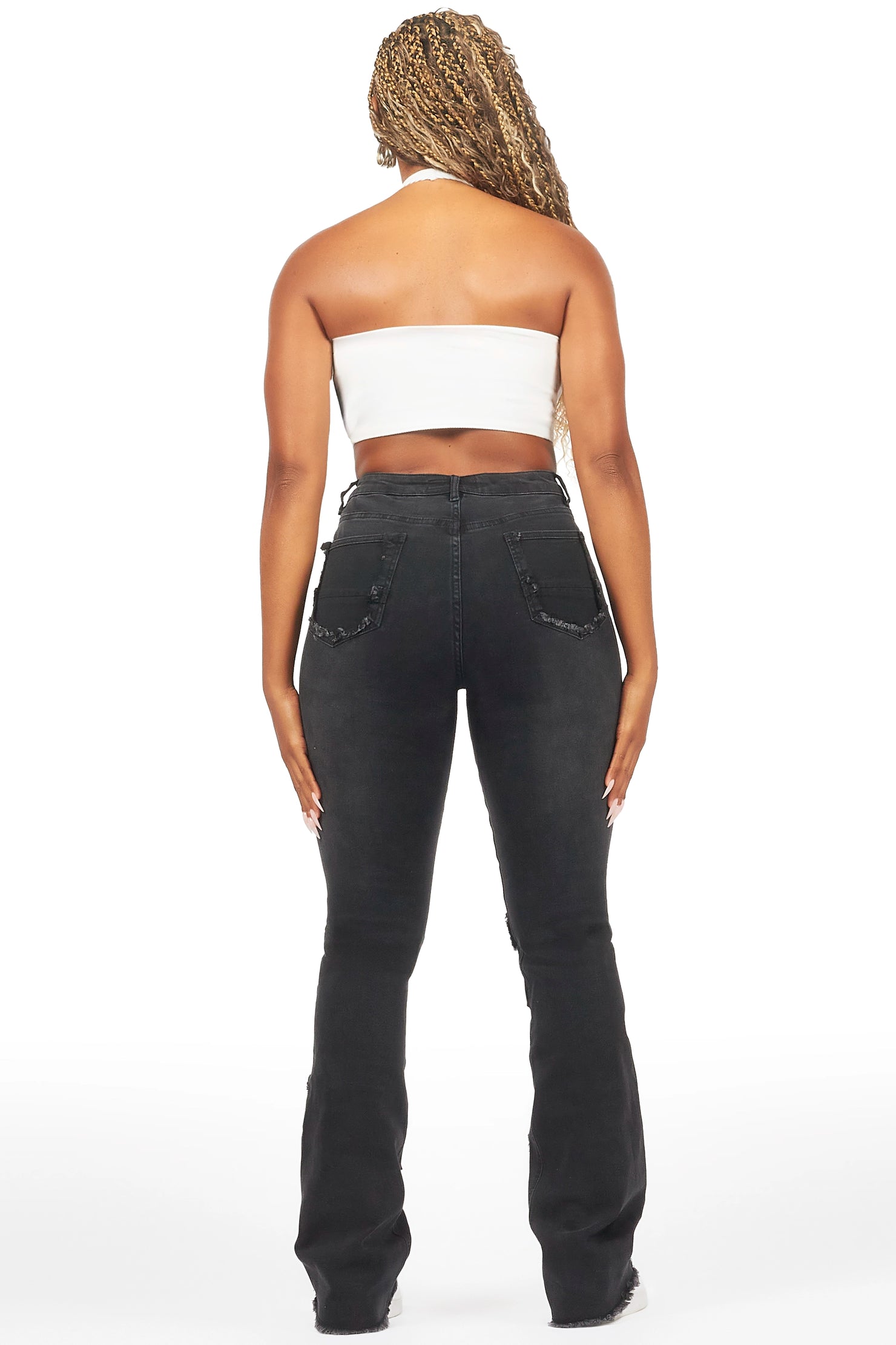 Antione Black Stacked Flare Jean