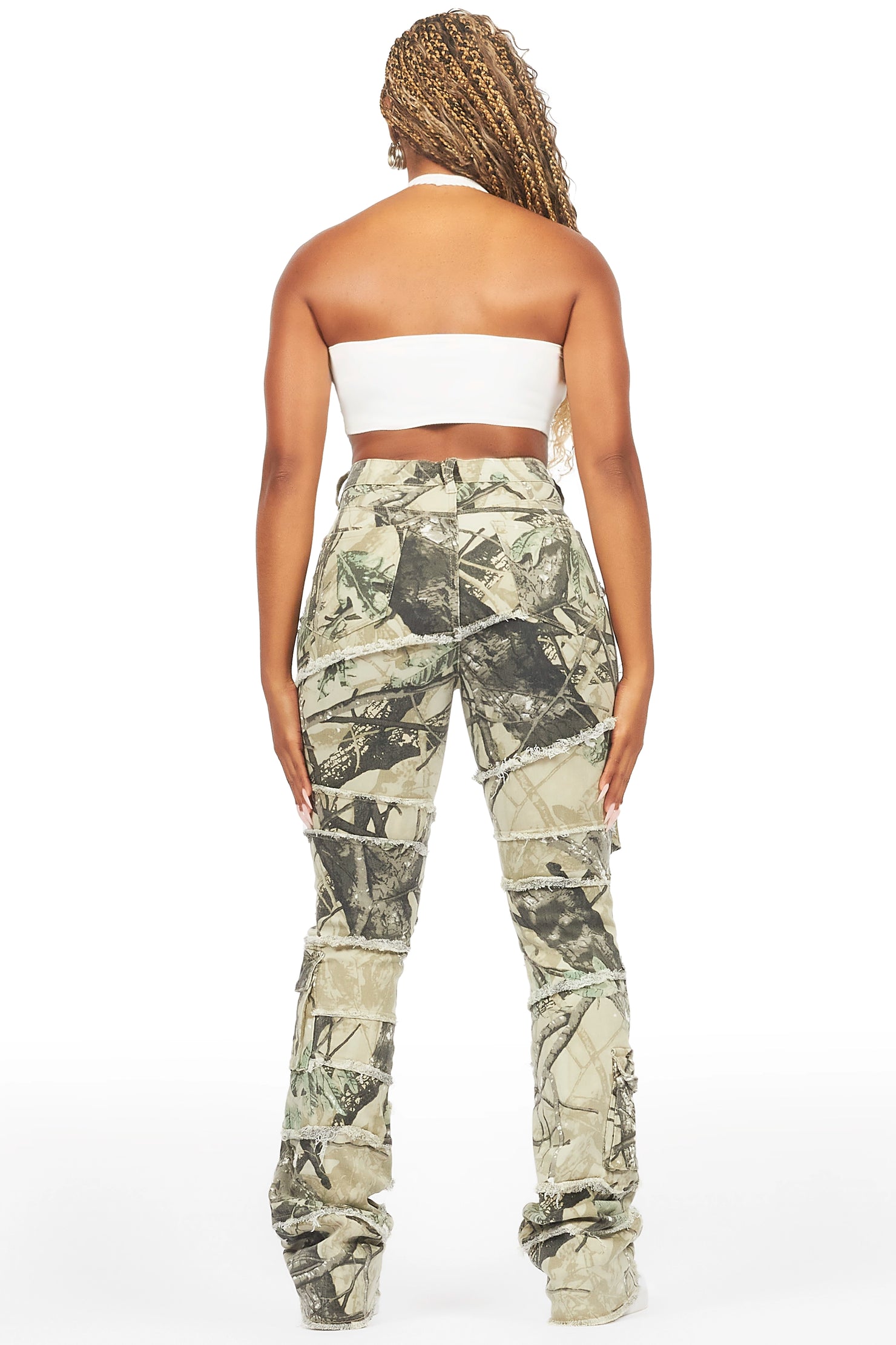 Mikayla Tree Camo Stacked Flare Jean