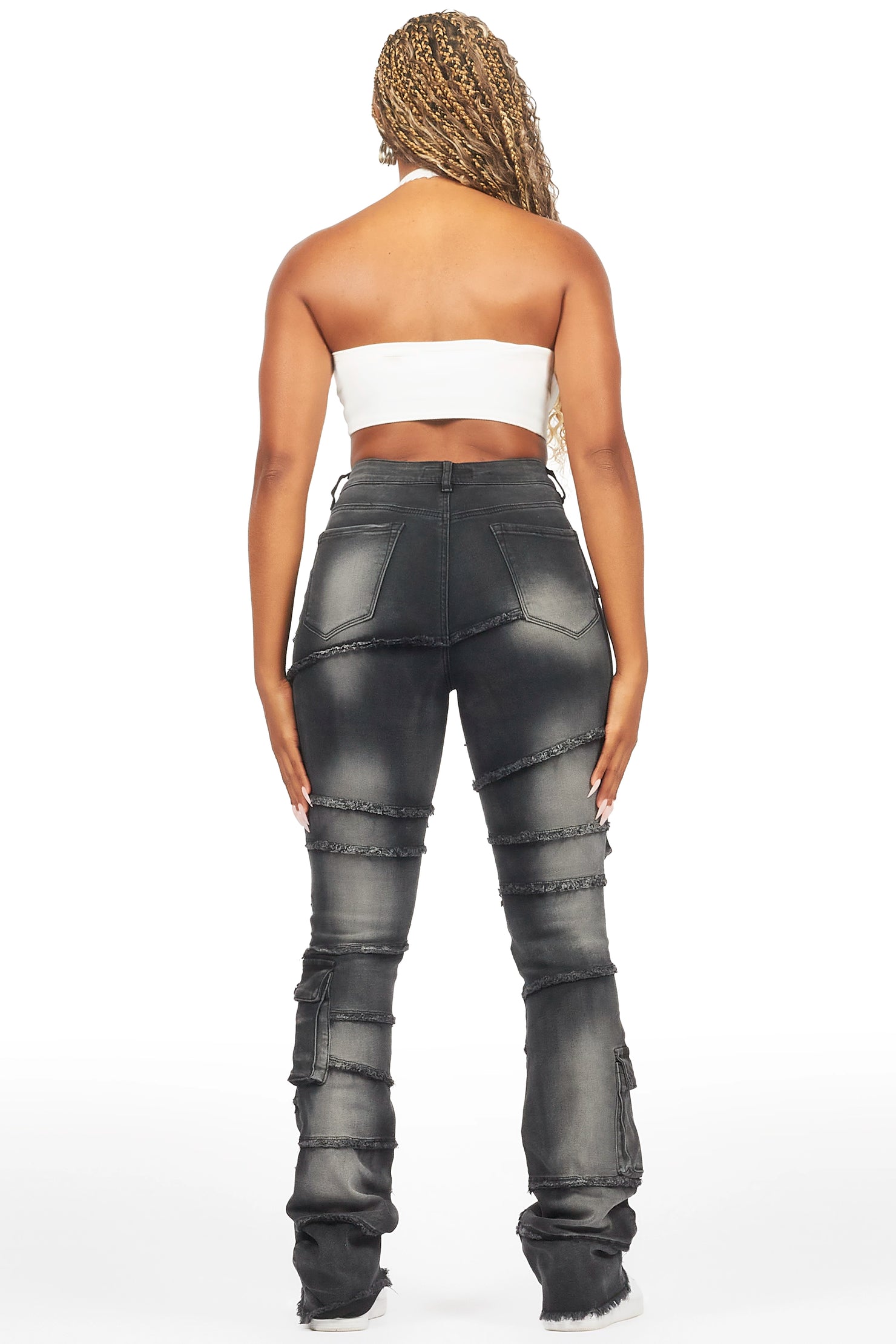 Mikayla Black Stacked Flare Jean