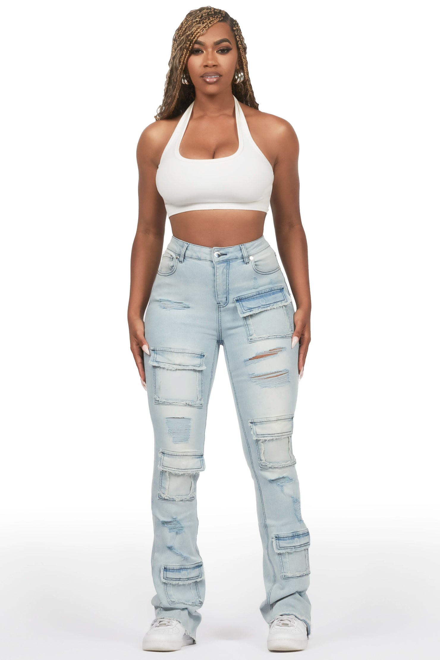 Antione Light Wash Stacked Flare Jean