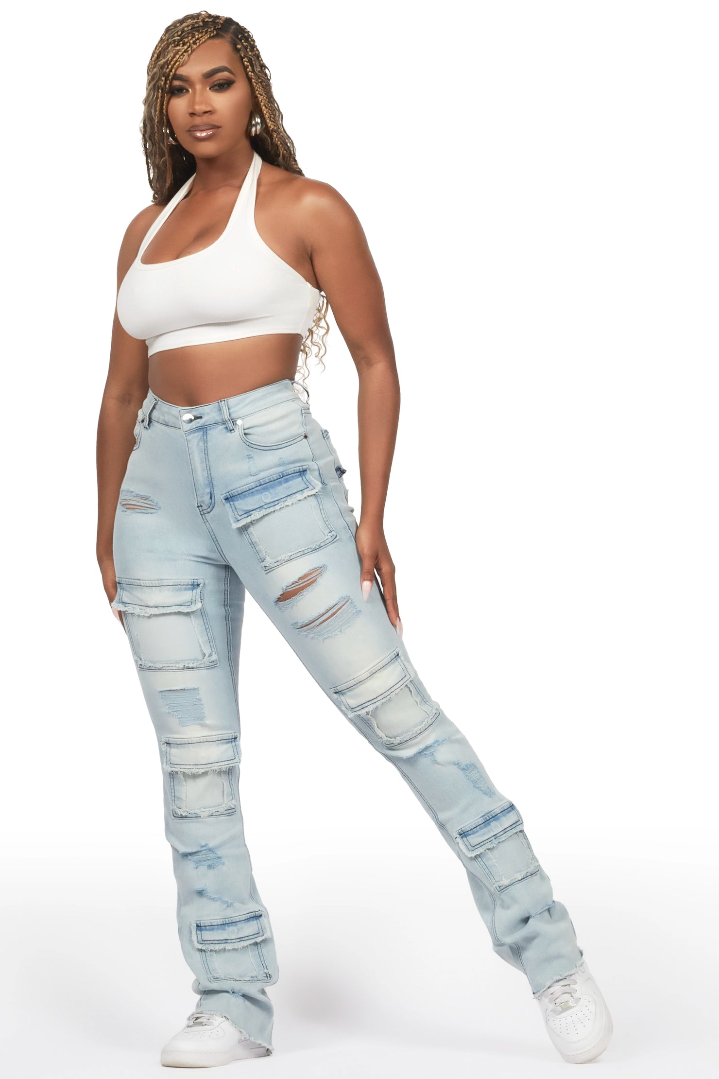 Antione Light Wash Stacked Flare Jean