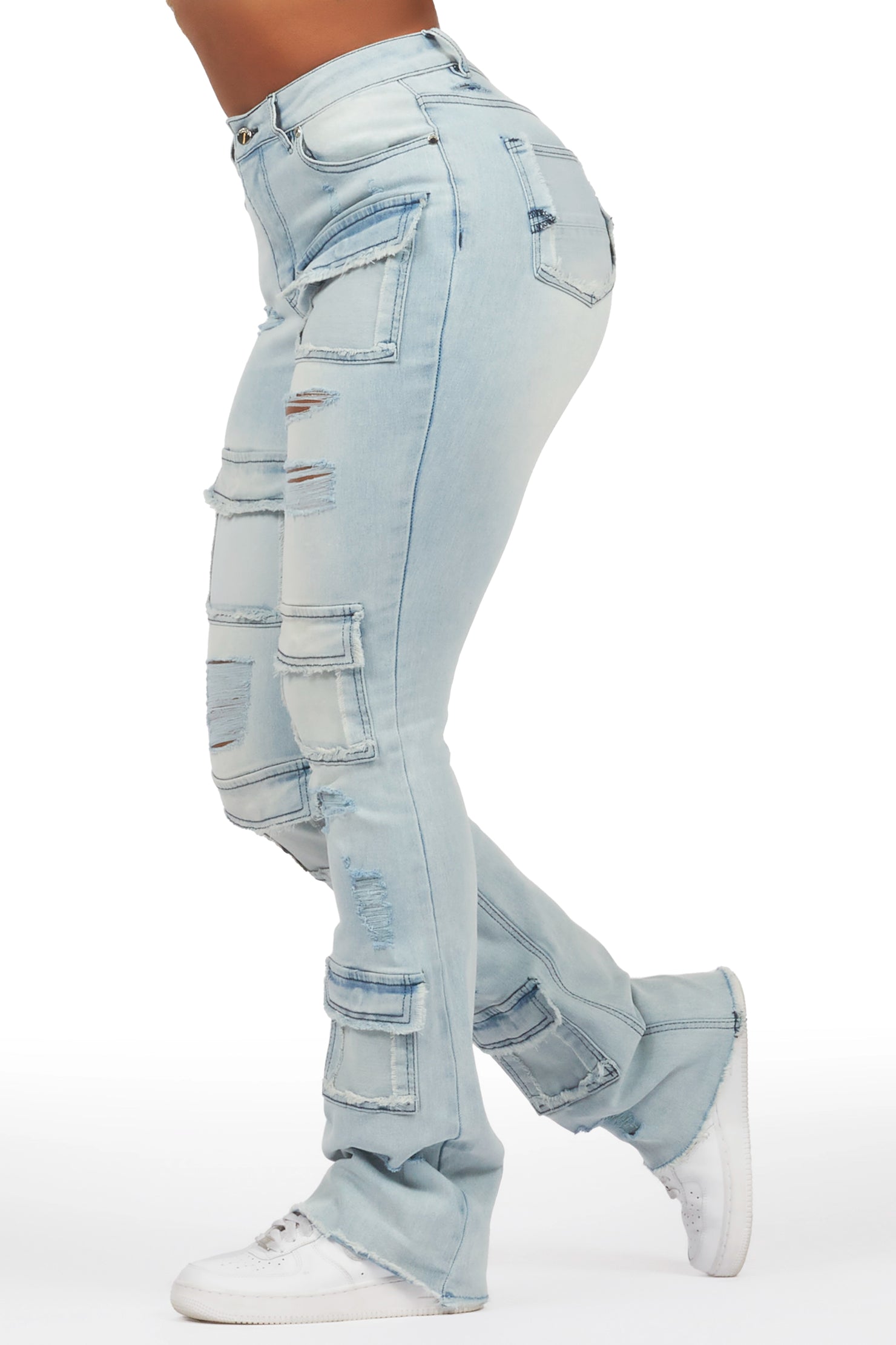 Antione Light Wash Stacked Flare Jean