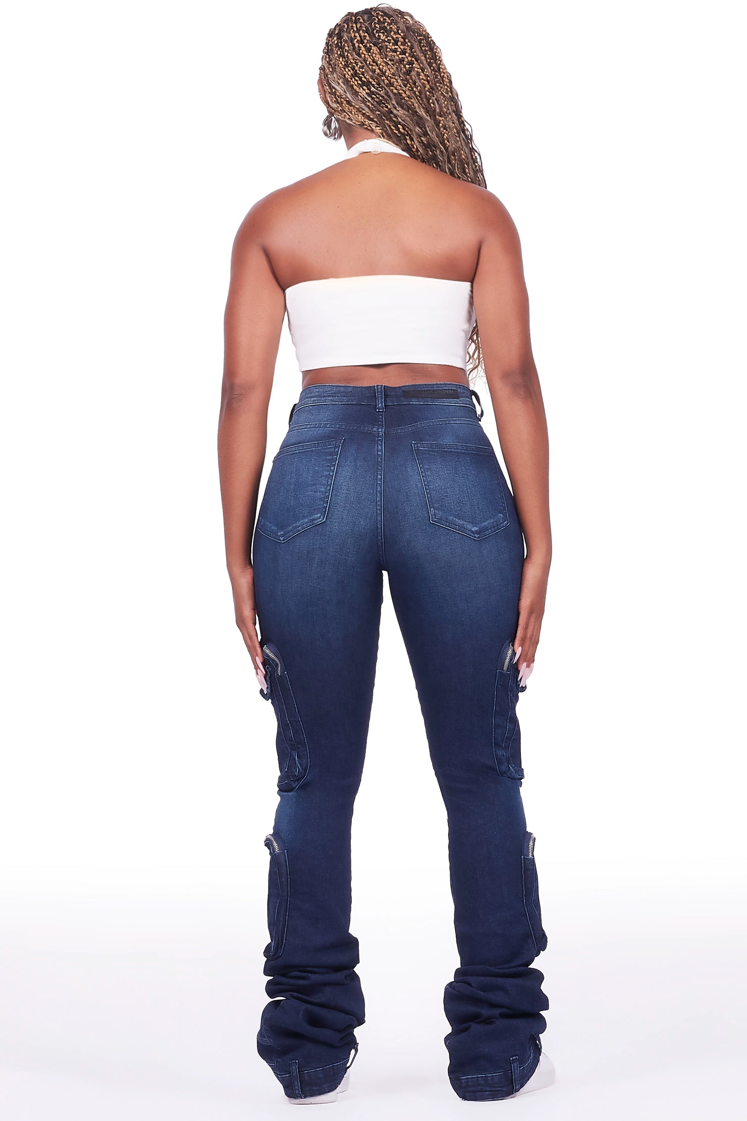 Alisson Dark Wash Cargo Super Stacked Jean
