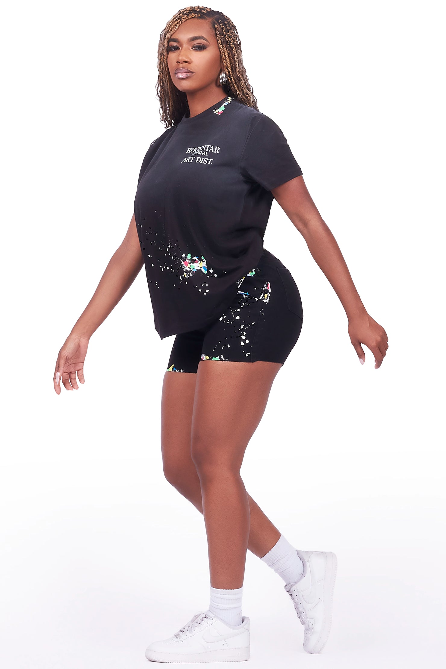 Nashiya Black Denim Short Set