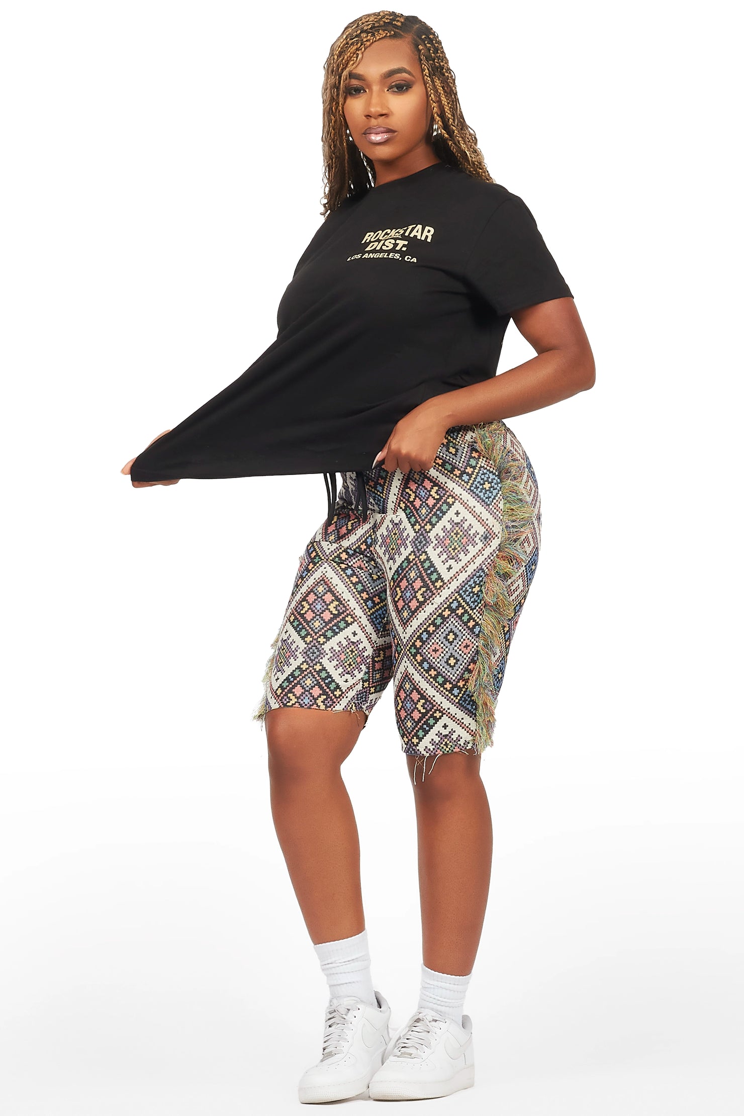 Missy Black/Beige T-Shirt Short Set