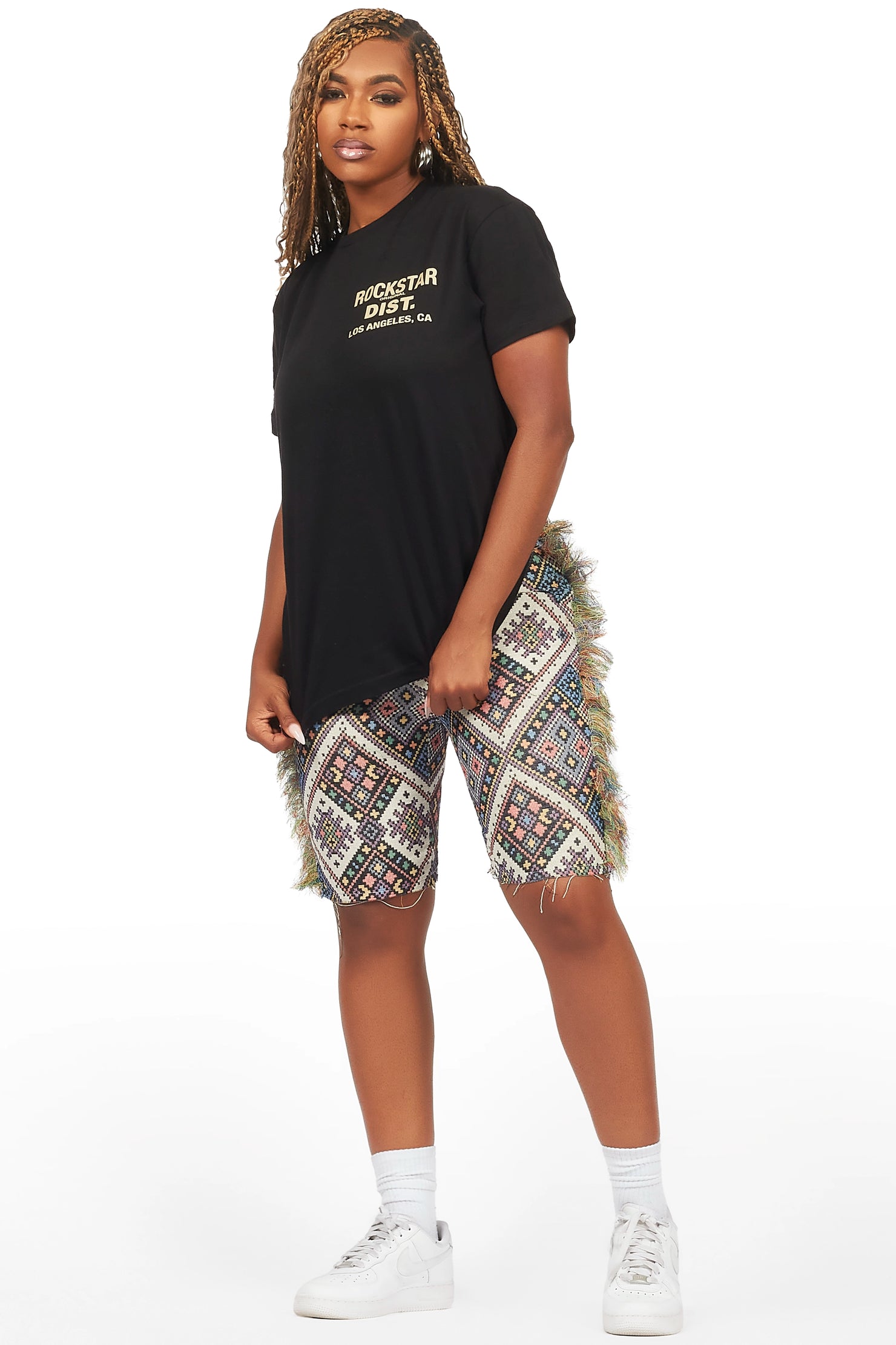 Missy Black/Beige T-Shirt Short Set