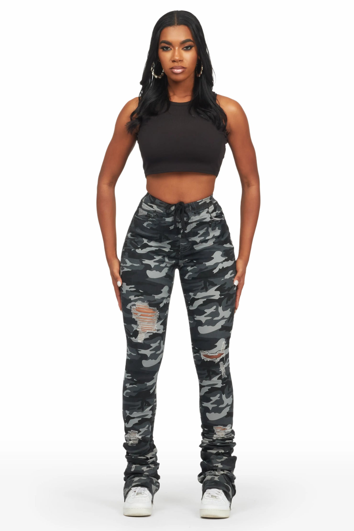 Jaydan Grey Camo Super Stacked Pant