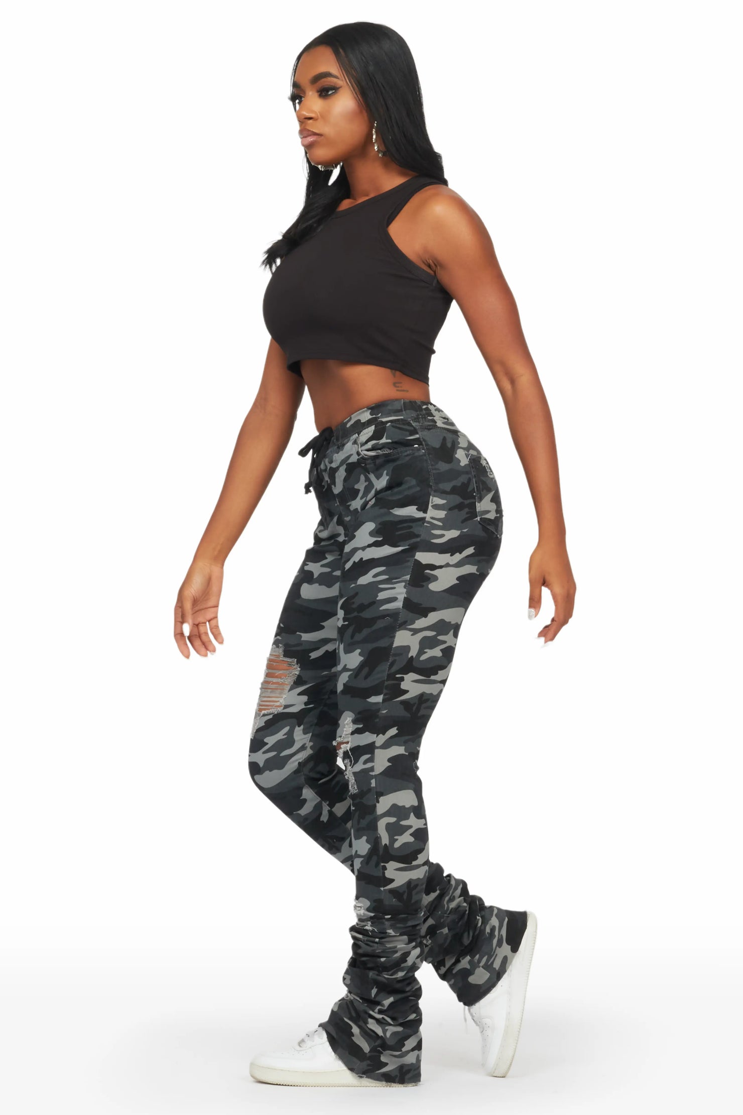 Jaydan Grey Camo Super Stacked Pant