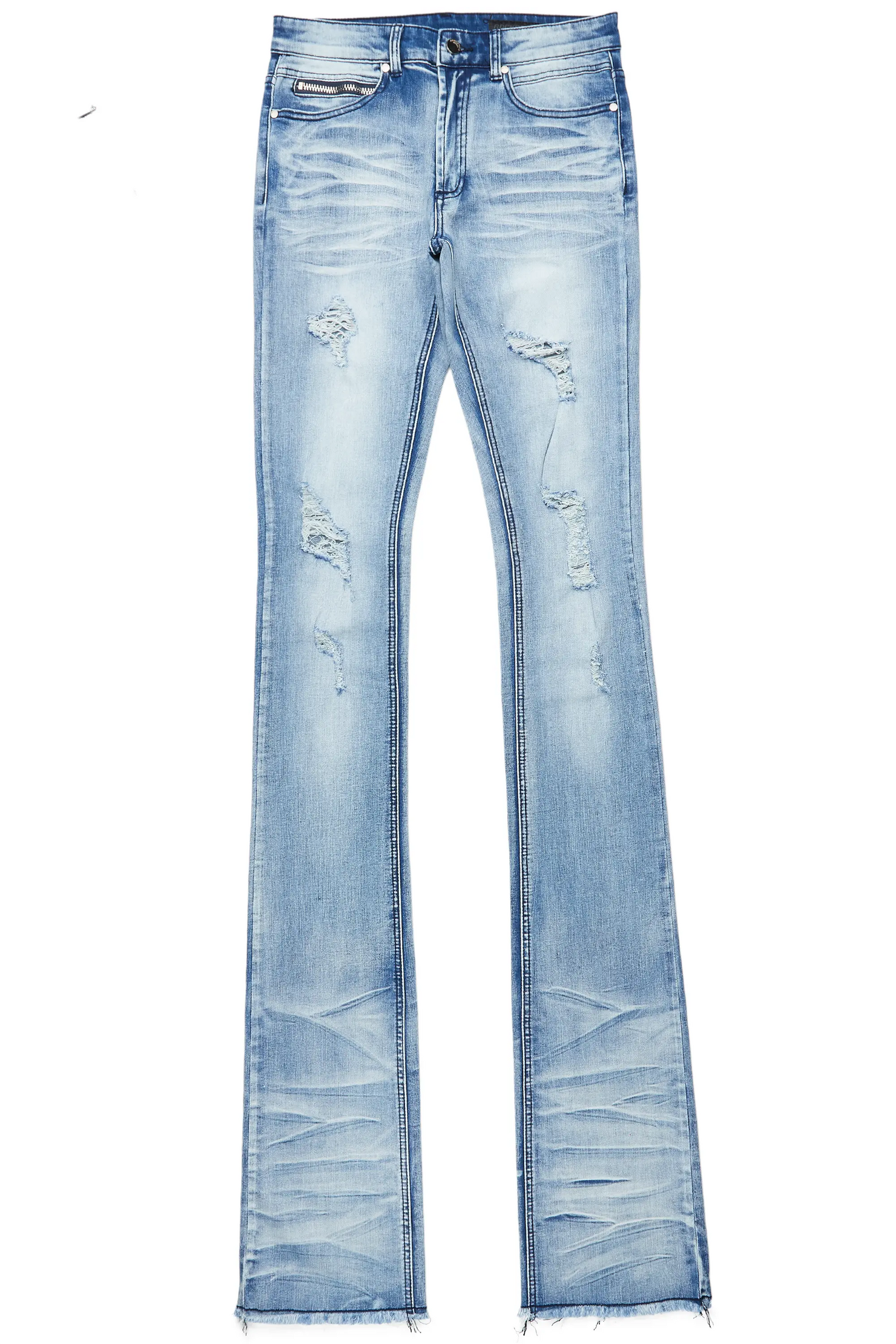 Blue Slim Fit Denim Washed Flare Jeans ‐ Phix