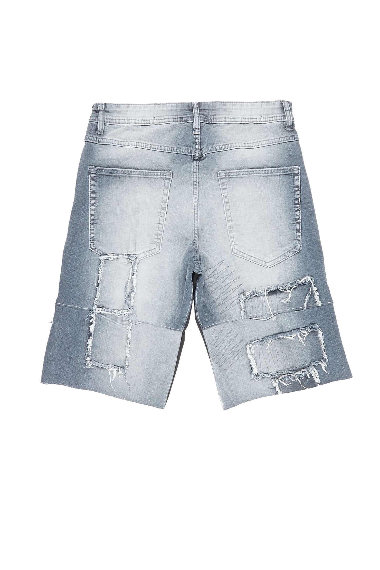 Joss Grey Patchwork Denim Short