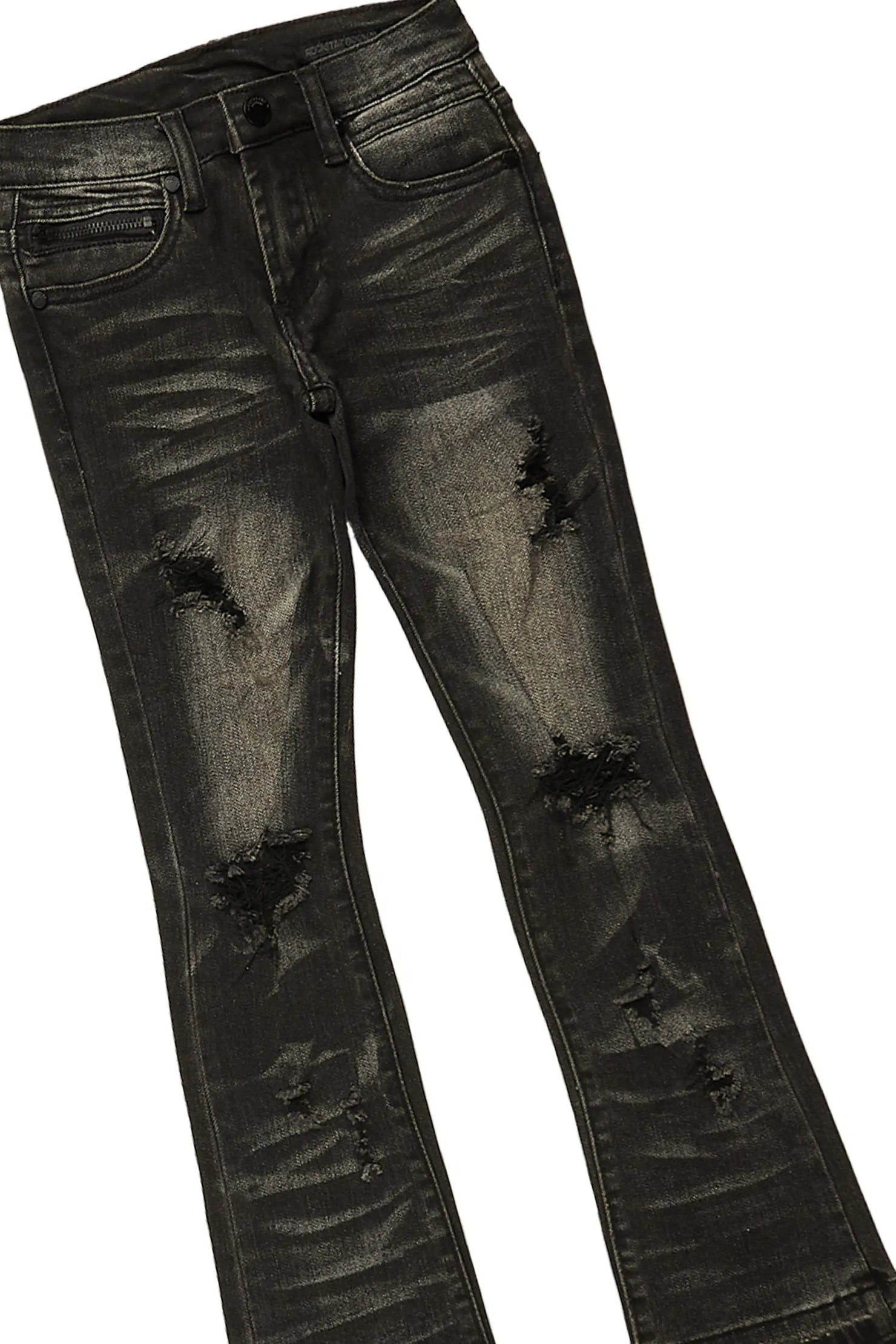 Boys Xavi Light Blue T-Shirt/Super Stacked Flare Jean Set