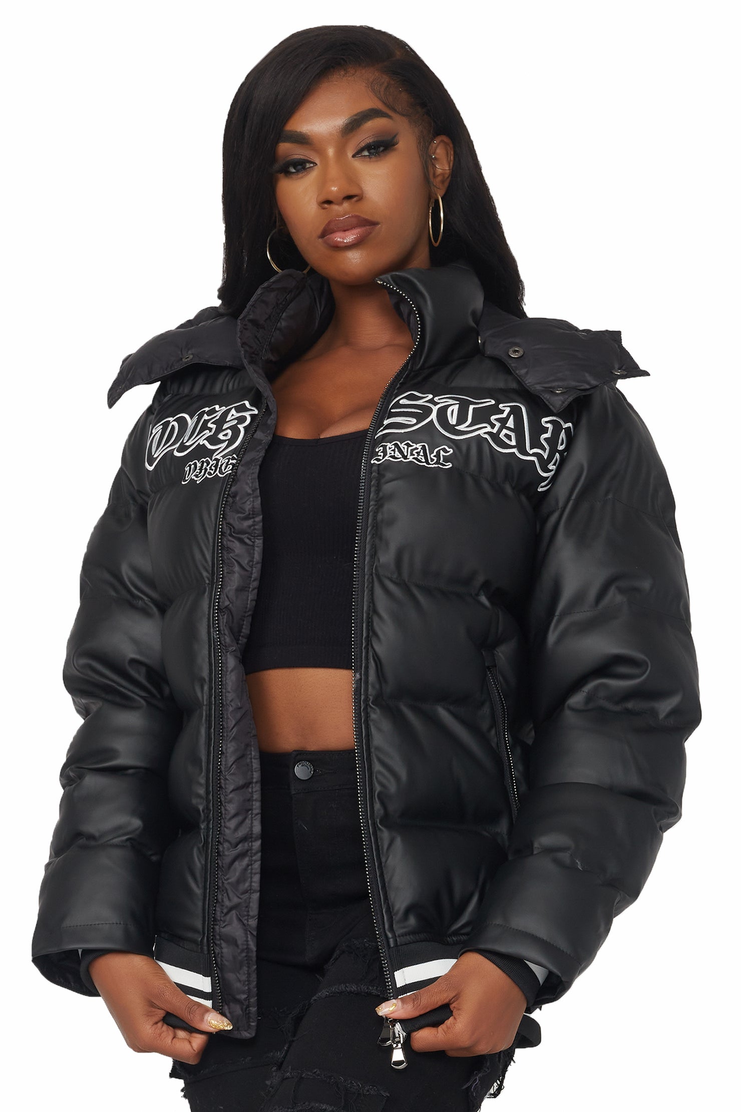 Kehlany Black Oversized Puffer Jacket