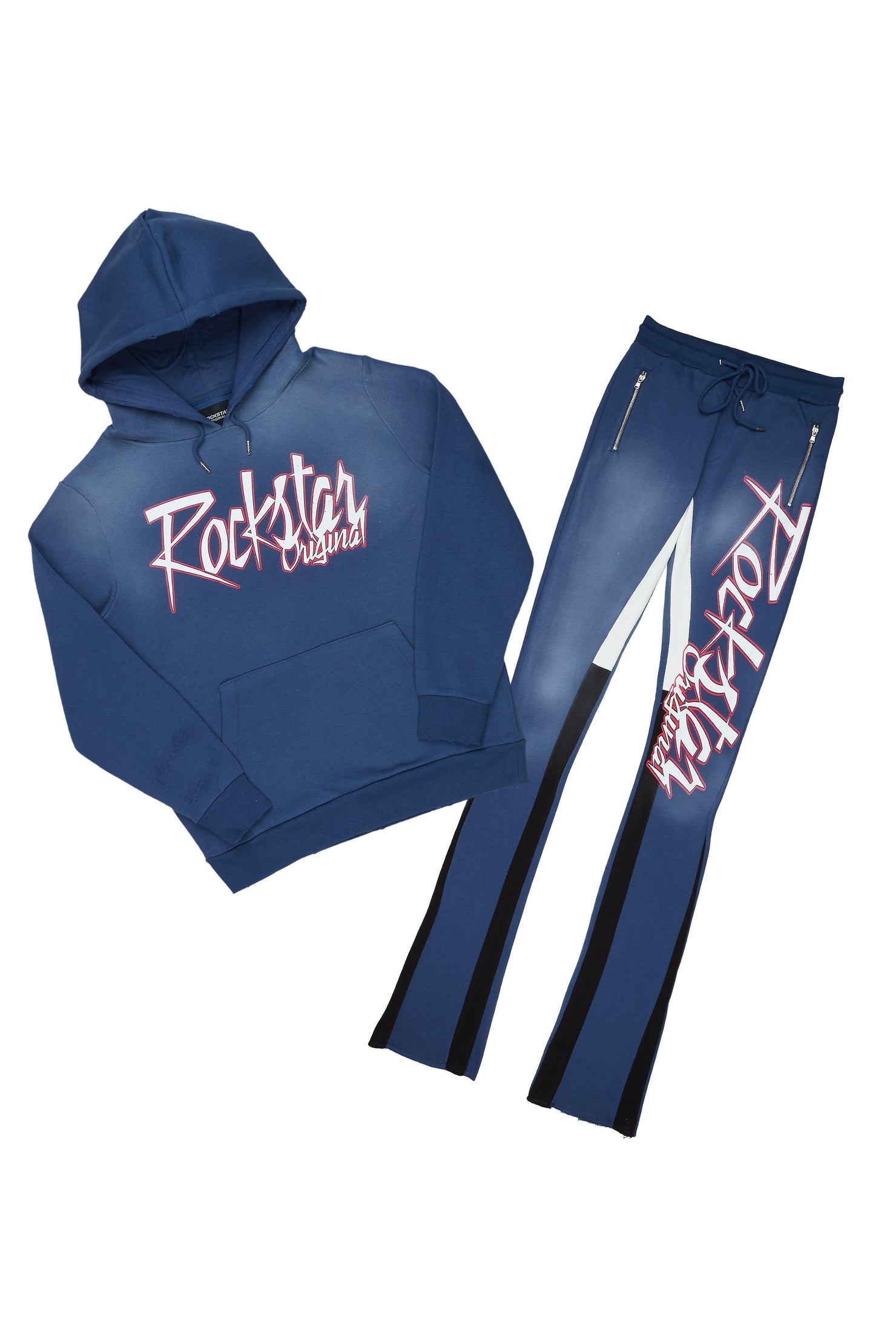 Kalibre Navy Graphic Hoodie/Super Stacked Flare Pant Set