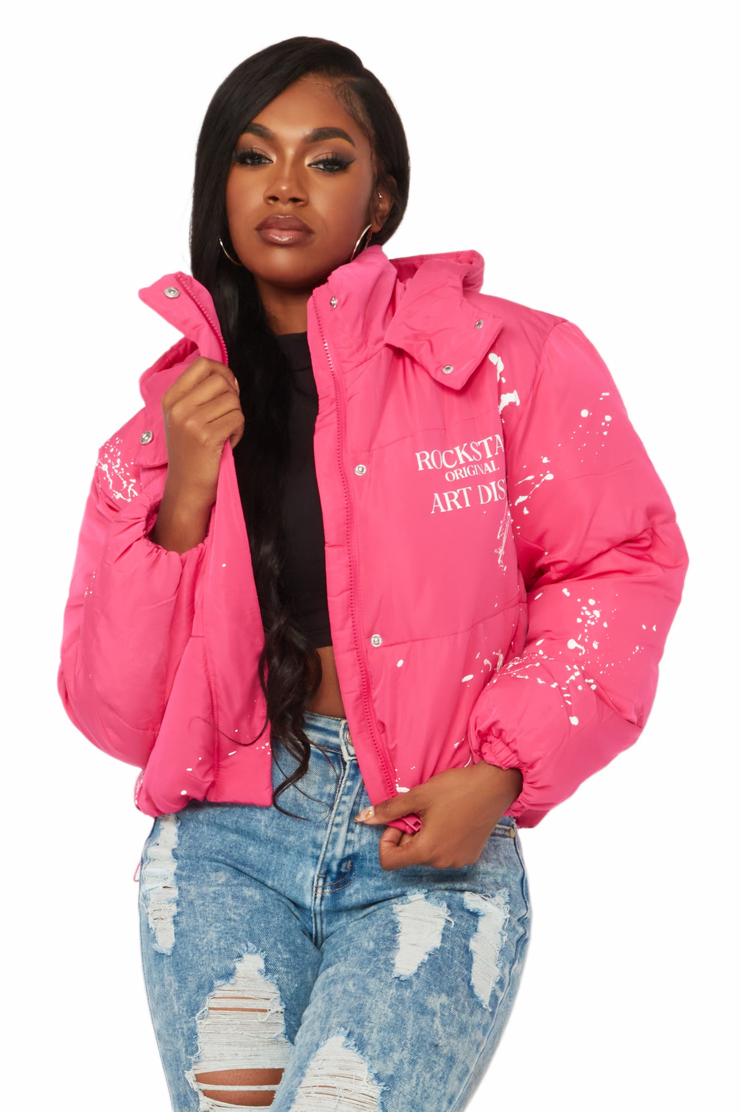 Keira Fuchsia Drippy Puffer Jacket