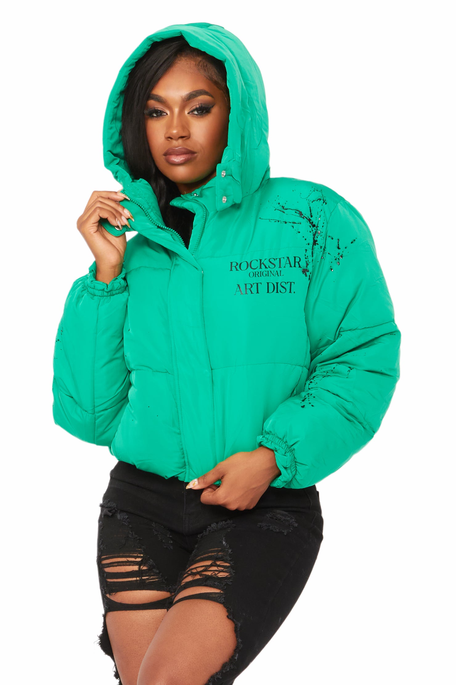 Keira Green Drippy Puffer Jacket