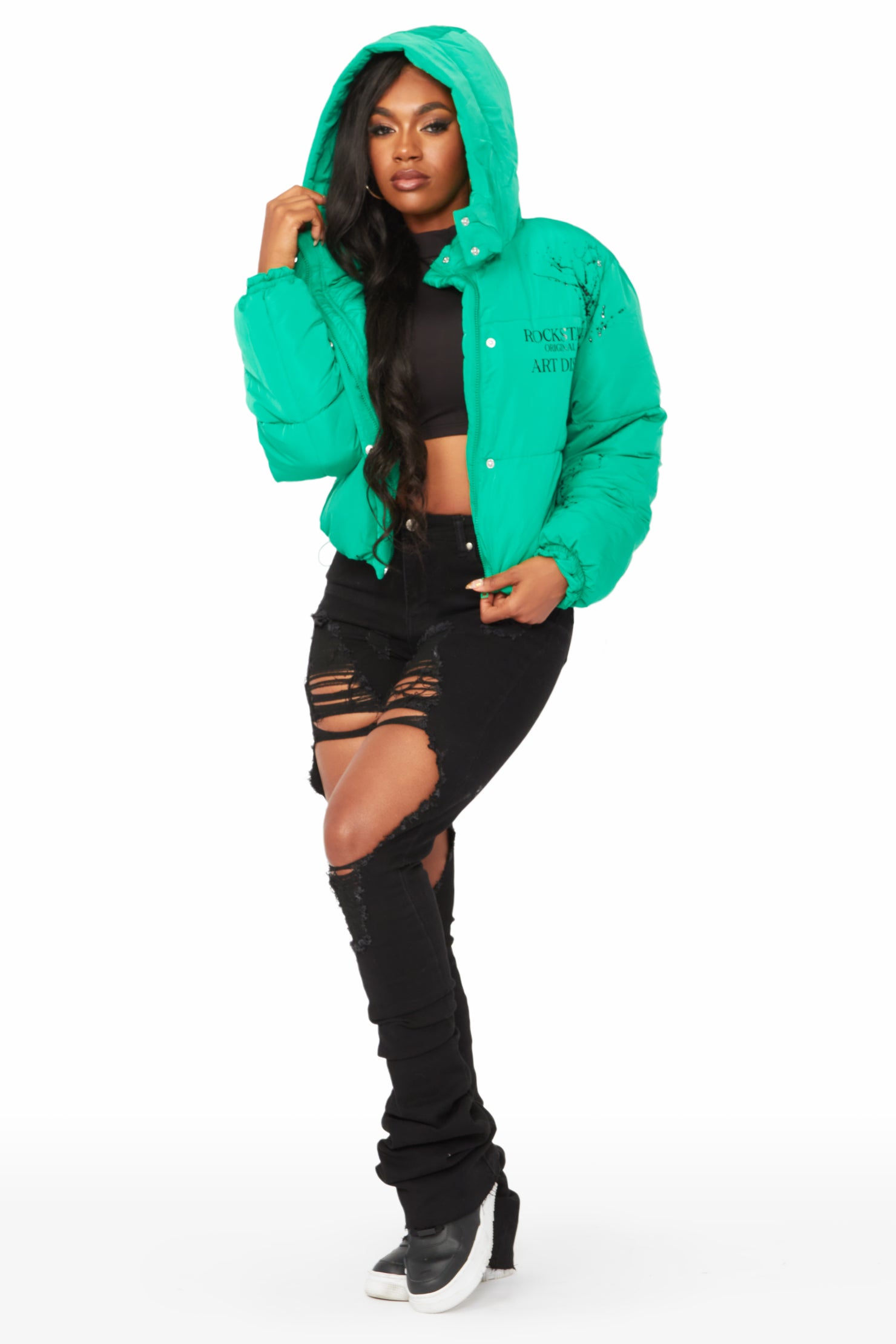 Keira Green Drippy Puffer Jacket