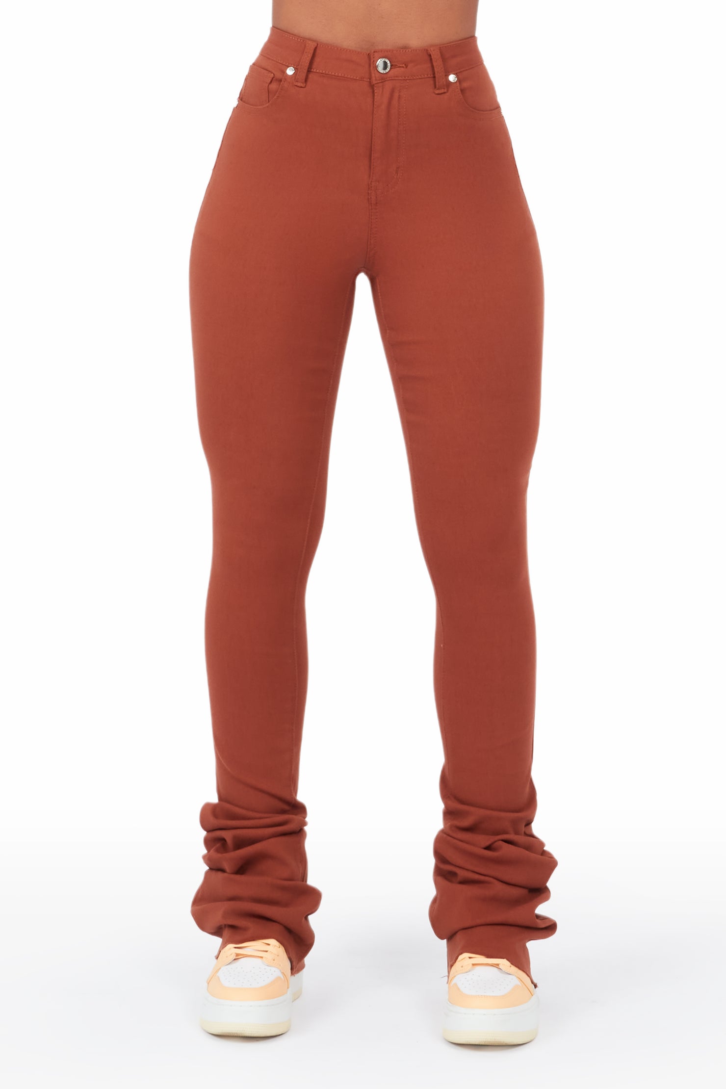 Khadeeja Brown Super Stacked Jean