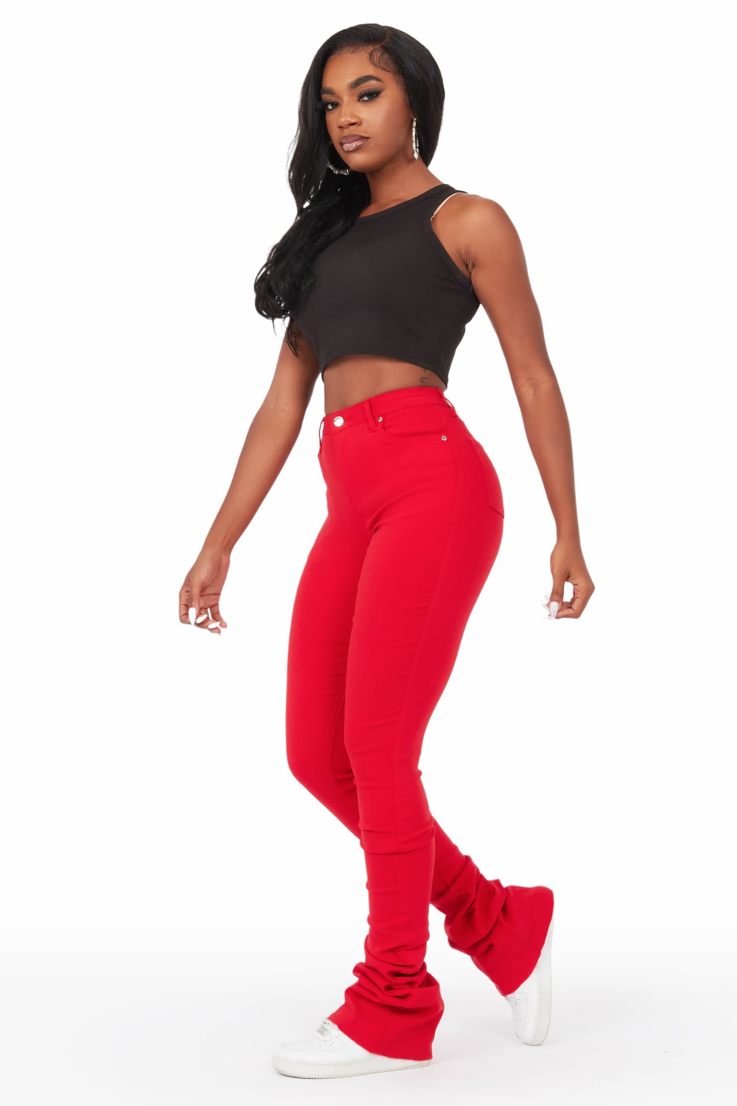 Khadeeja Red Super Stacked Jean