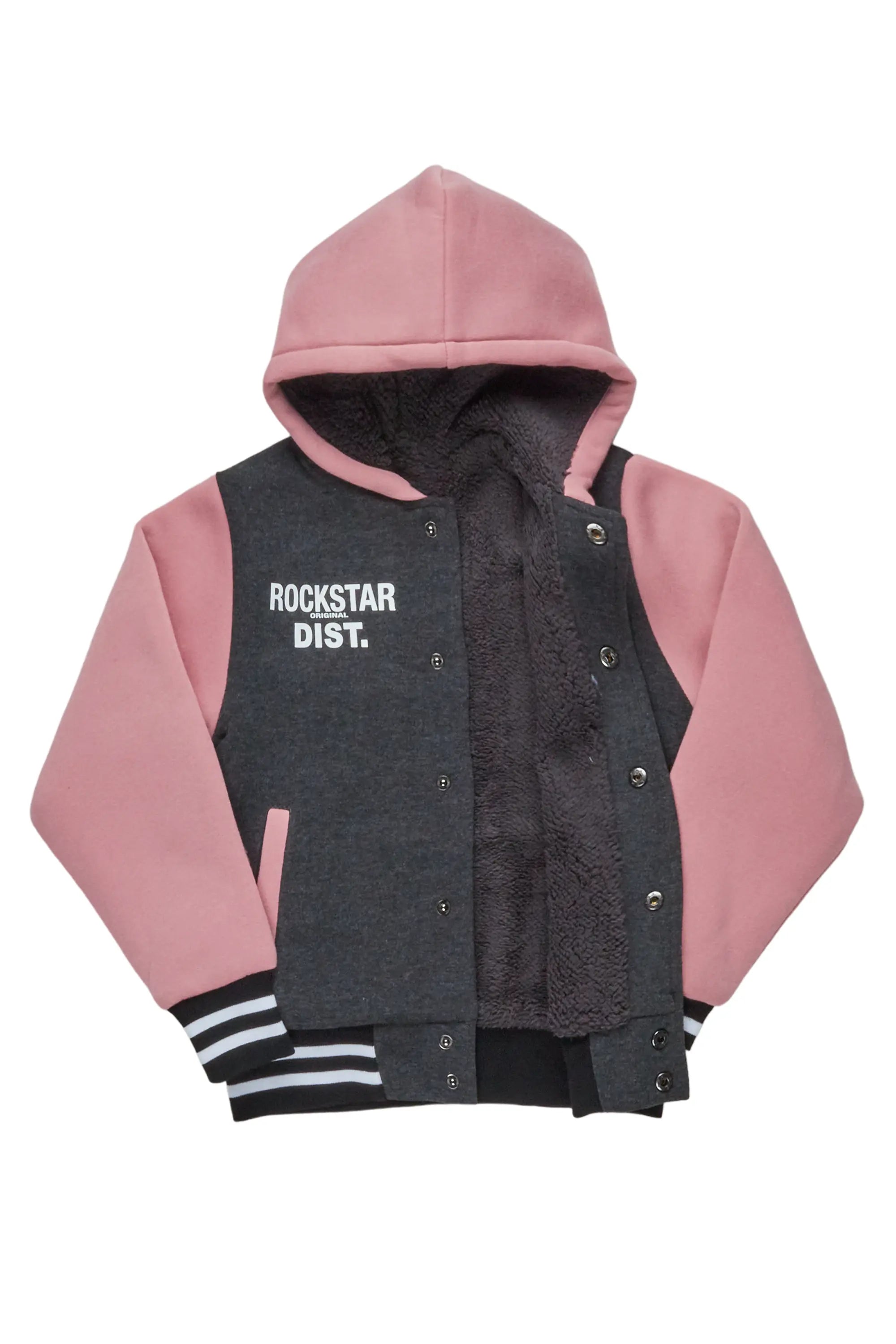 Kids Lalit Black/Pink Varsity Jacket