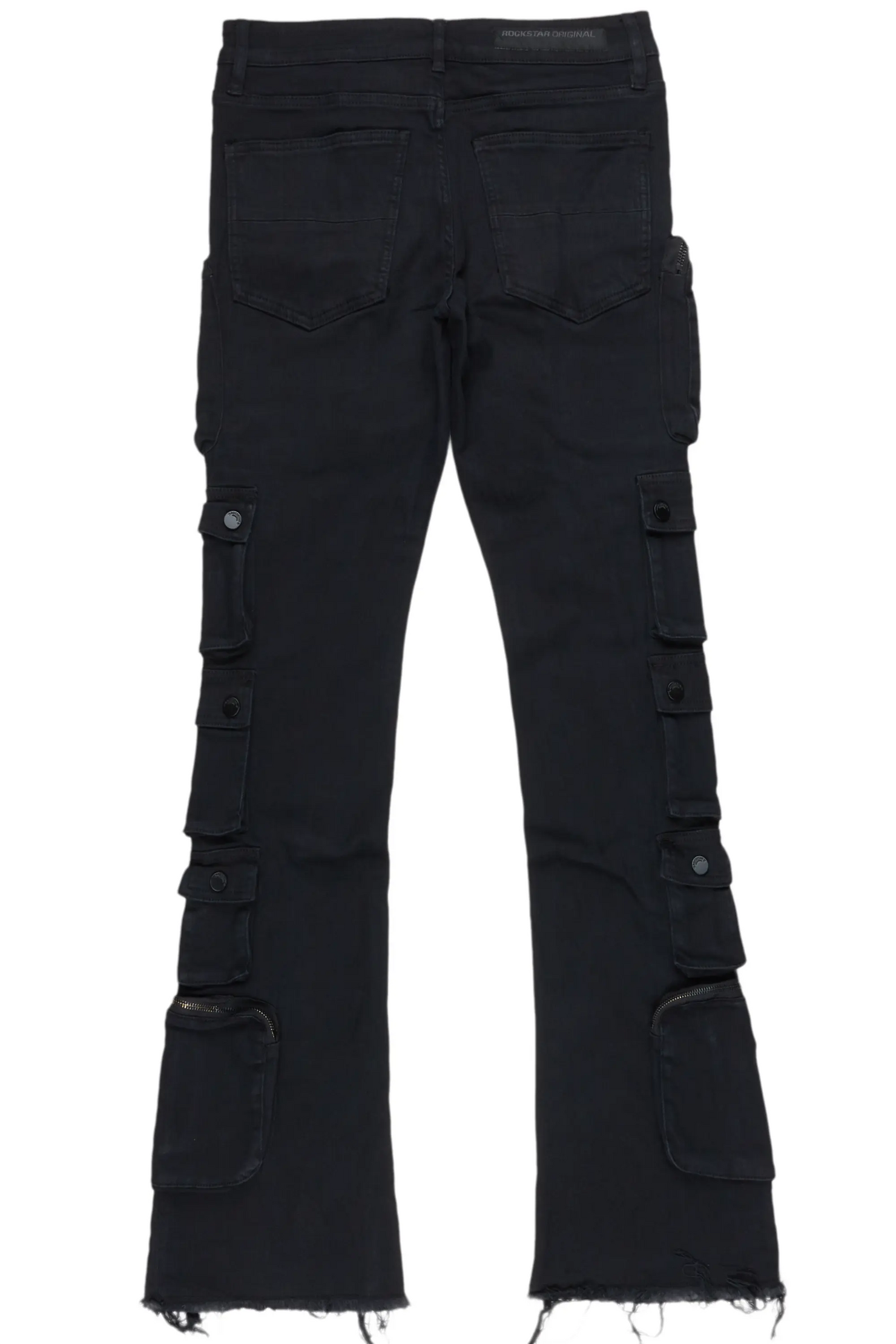 Konrad Black Cargo Stacked Flare Jean