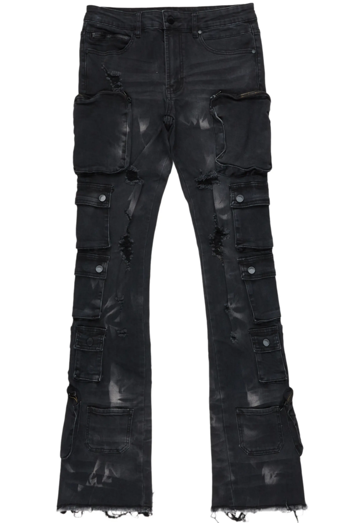 Konrad Grey Wash Cargo Stacked Flare Jean