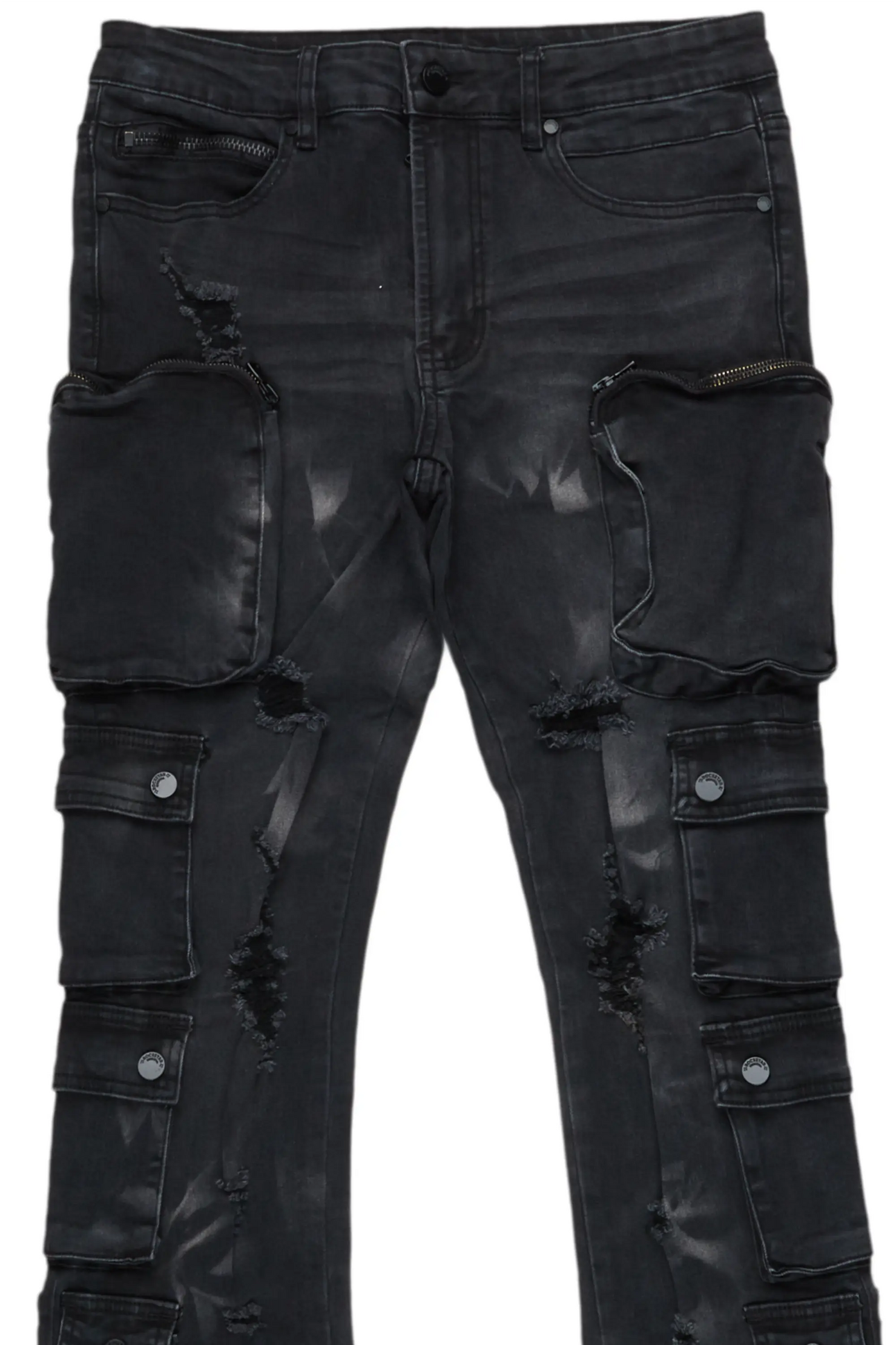 Konrad Grey Wash Cargo Stacked Flare Jean