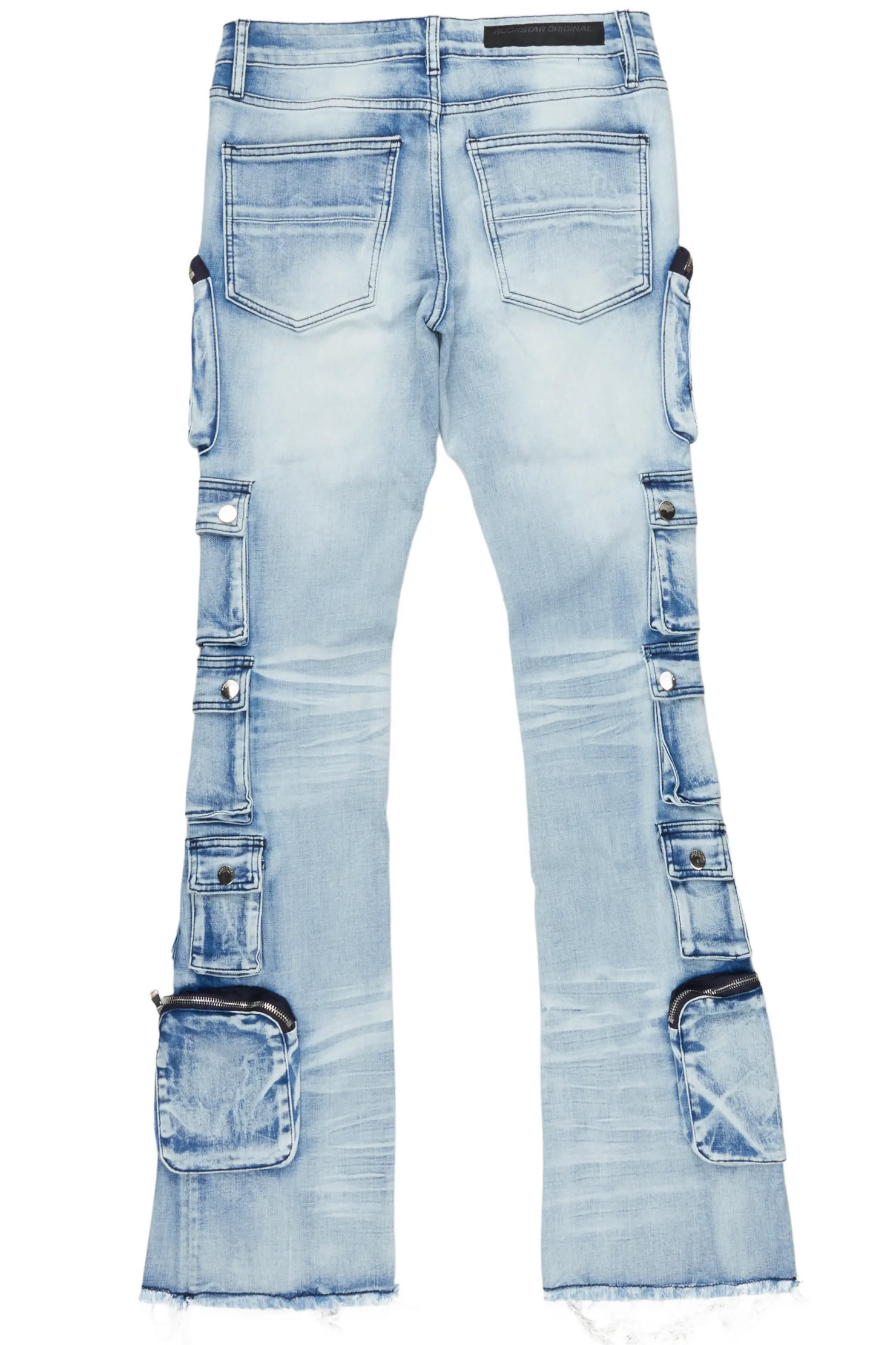 Konrad Light Blue Cargo Stacked Flare Jean