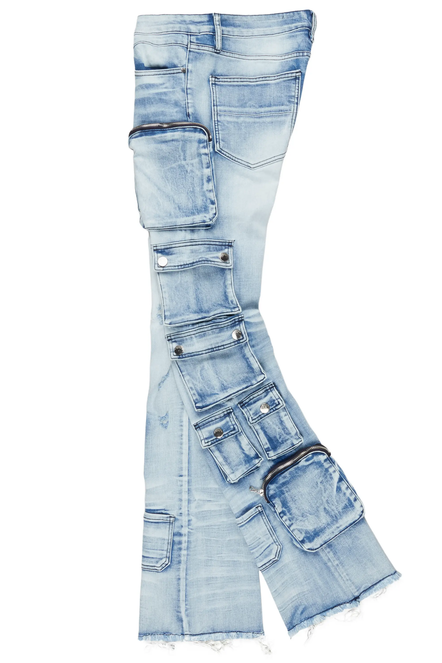Konrad Light Blue Cargo Stacked Flare Jean