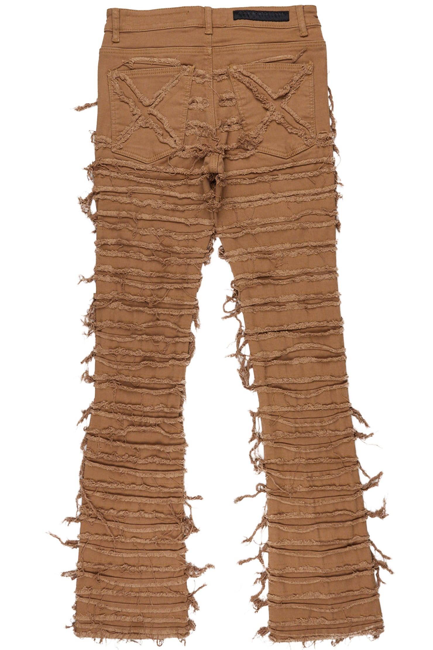 Kunno Beige Stacked Flare Jean