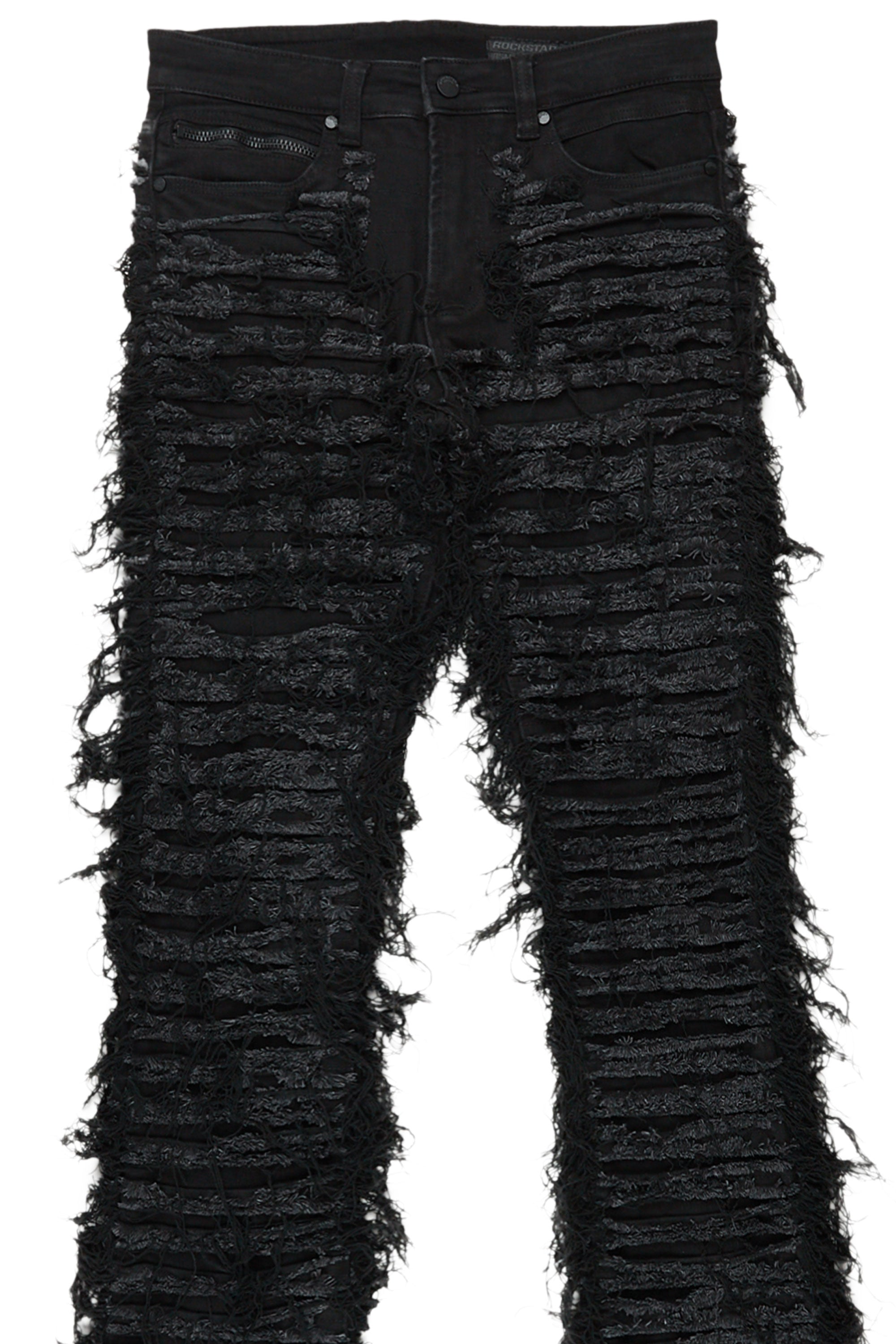 Kunno Black Stacked Flare Jean