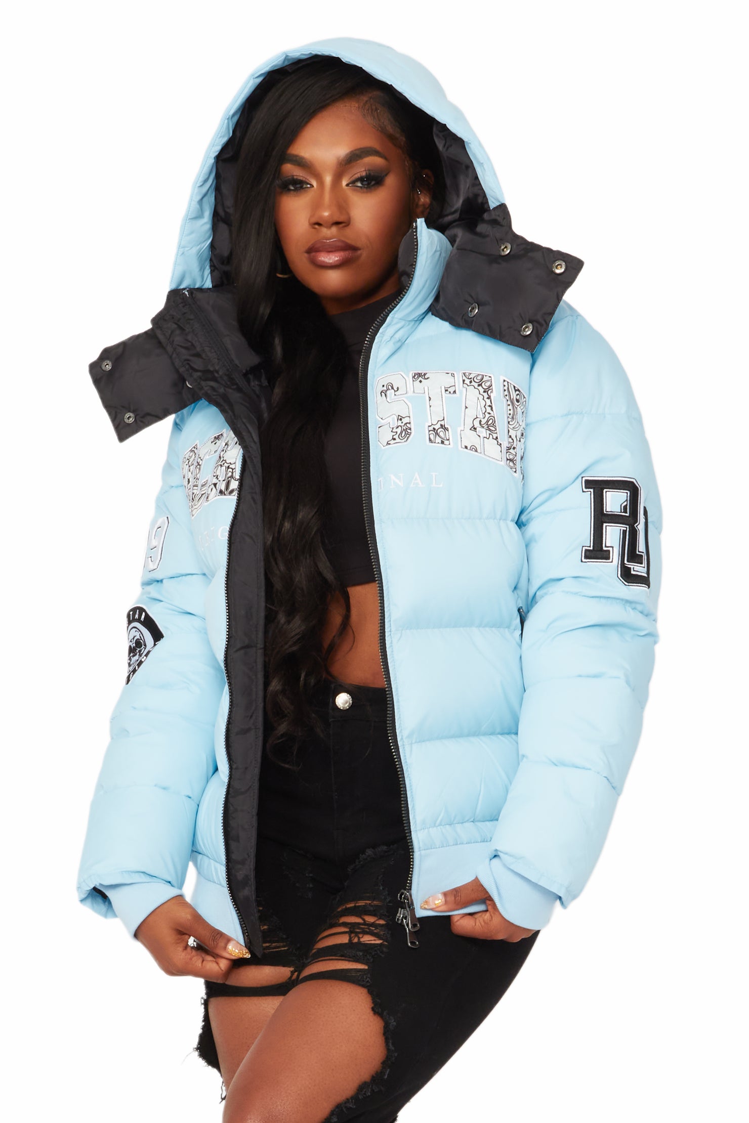 Latoya Baby Blue Oversized Puffer Jacket