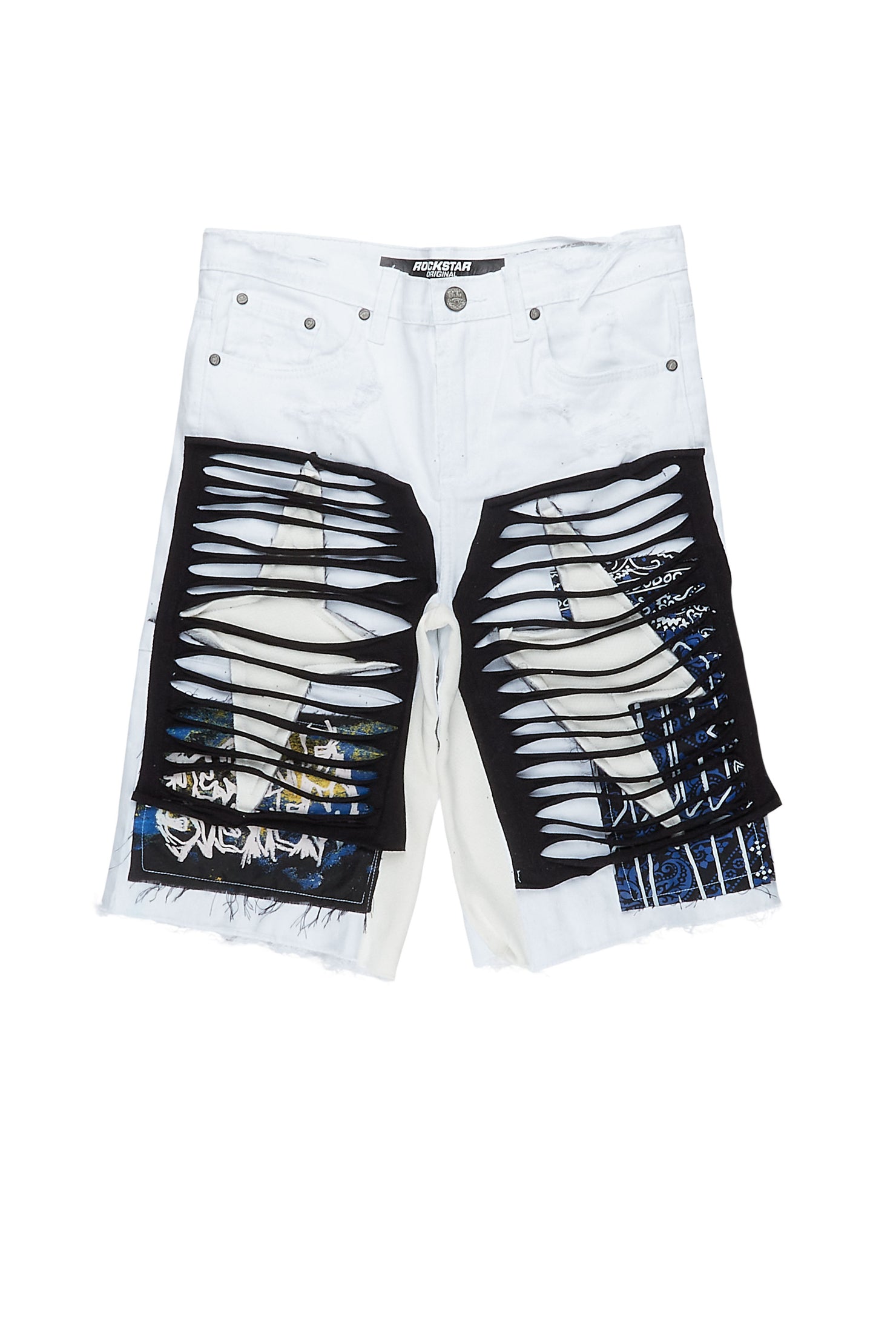 Luk White Patchwork Denim Short