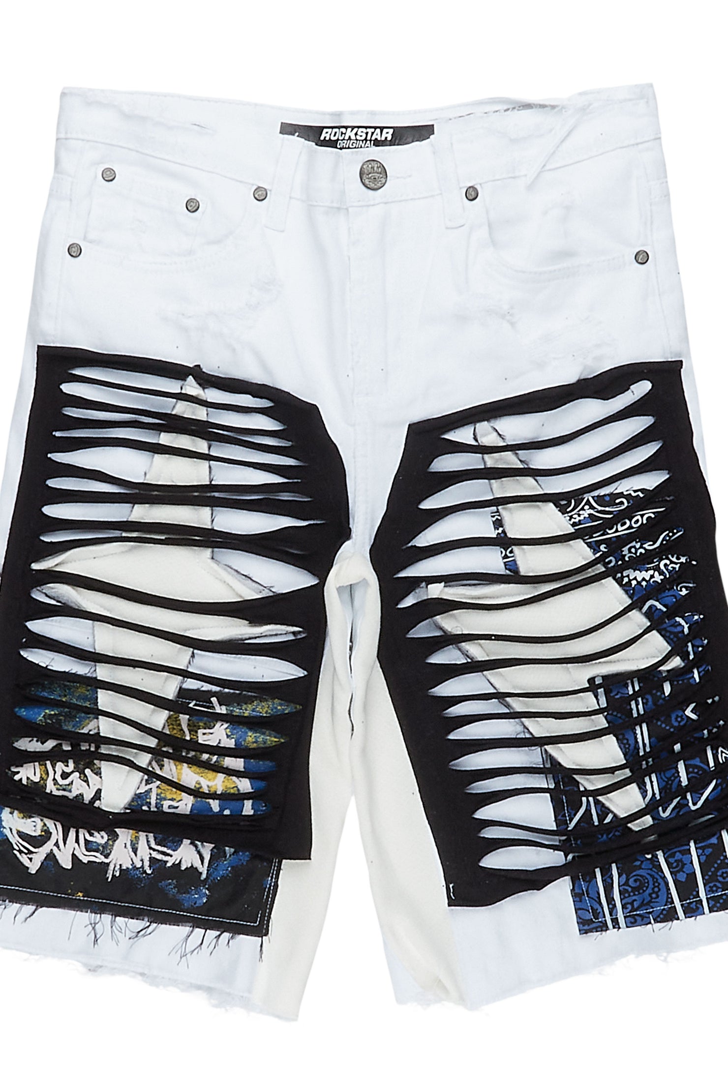 Luk White Patchwork Denim Short