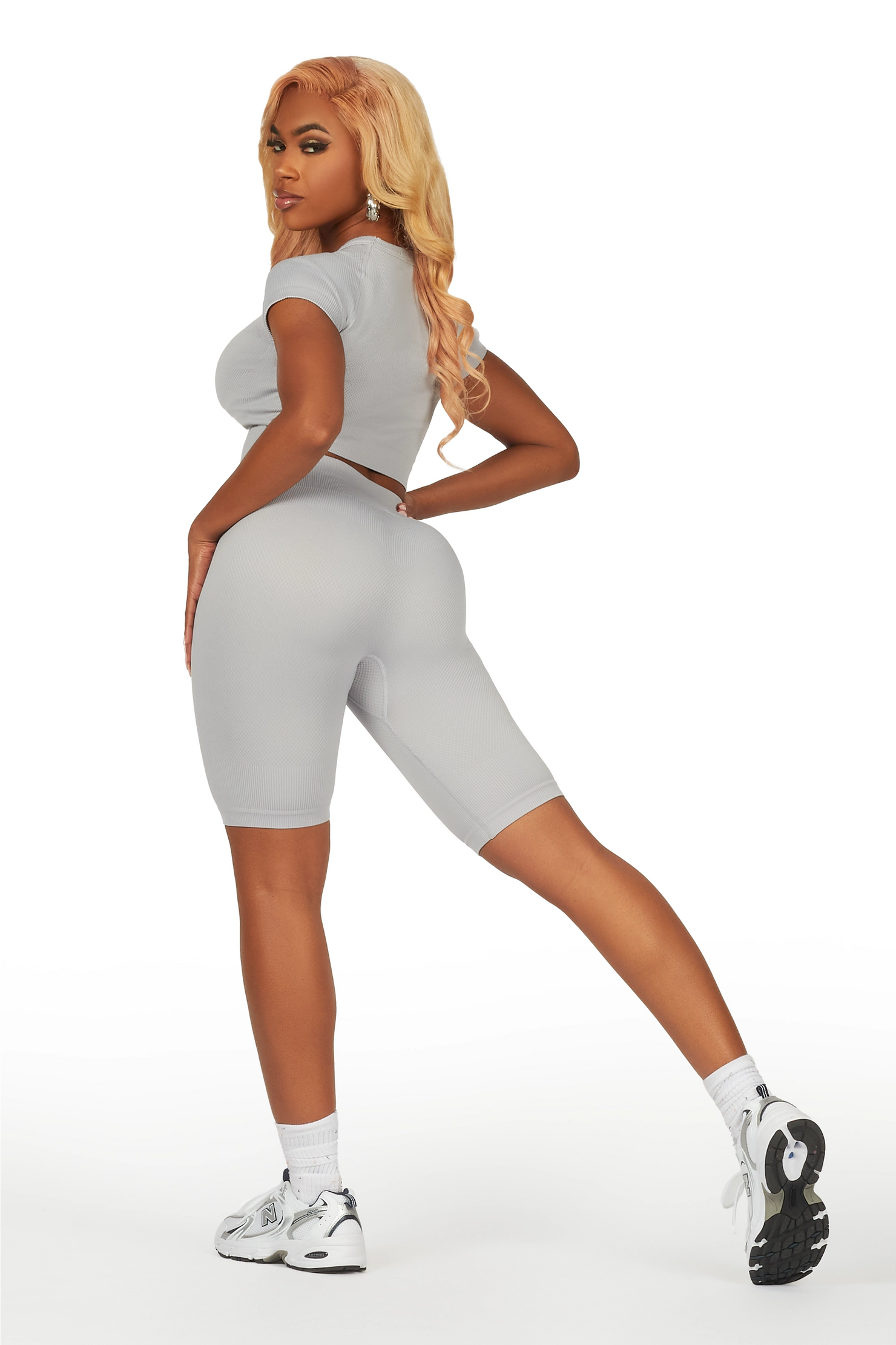Jaelyn Grey Bike Short Set