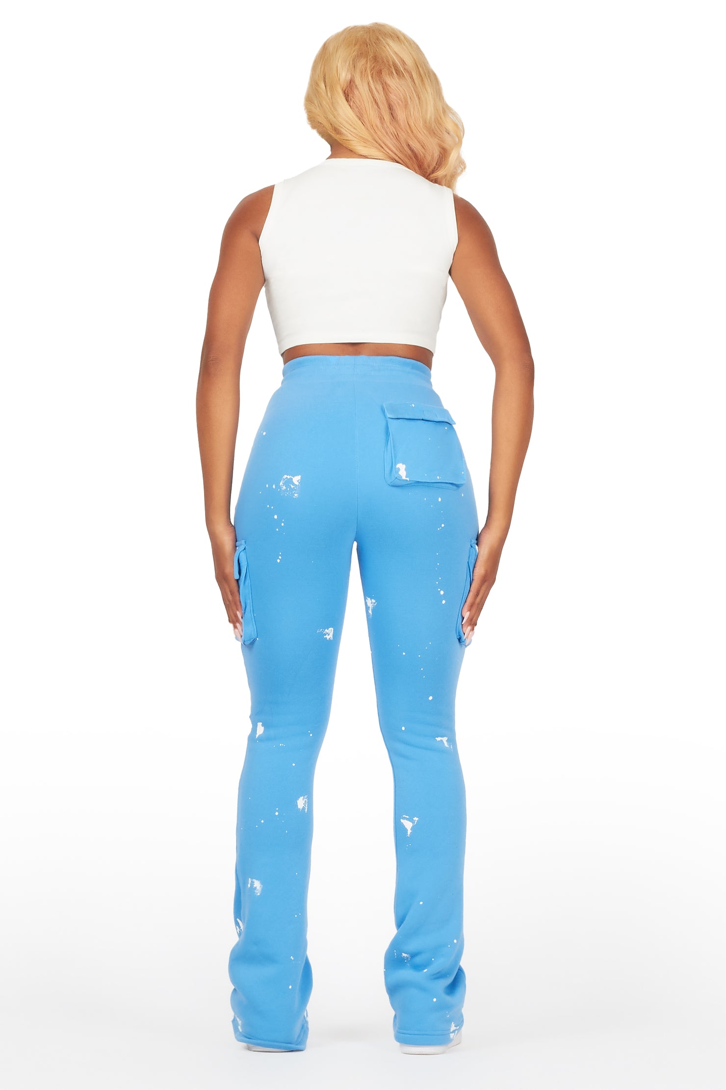 Antonia Blue Cargo Stacked Track Pant