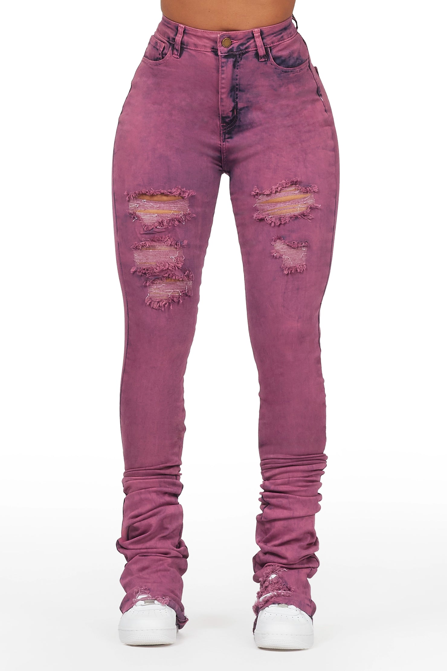 Danyale Purple Distressed Super Stacked Jean