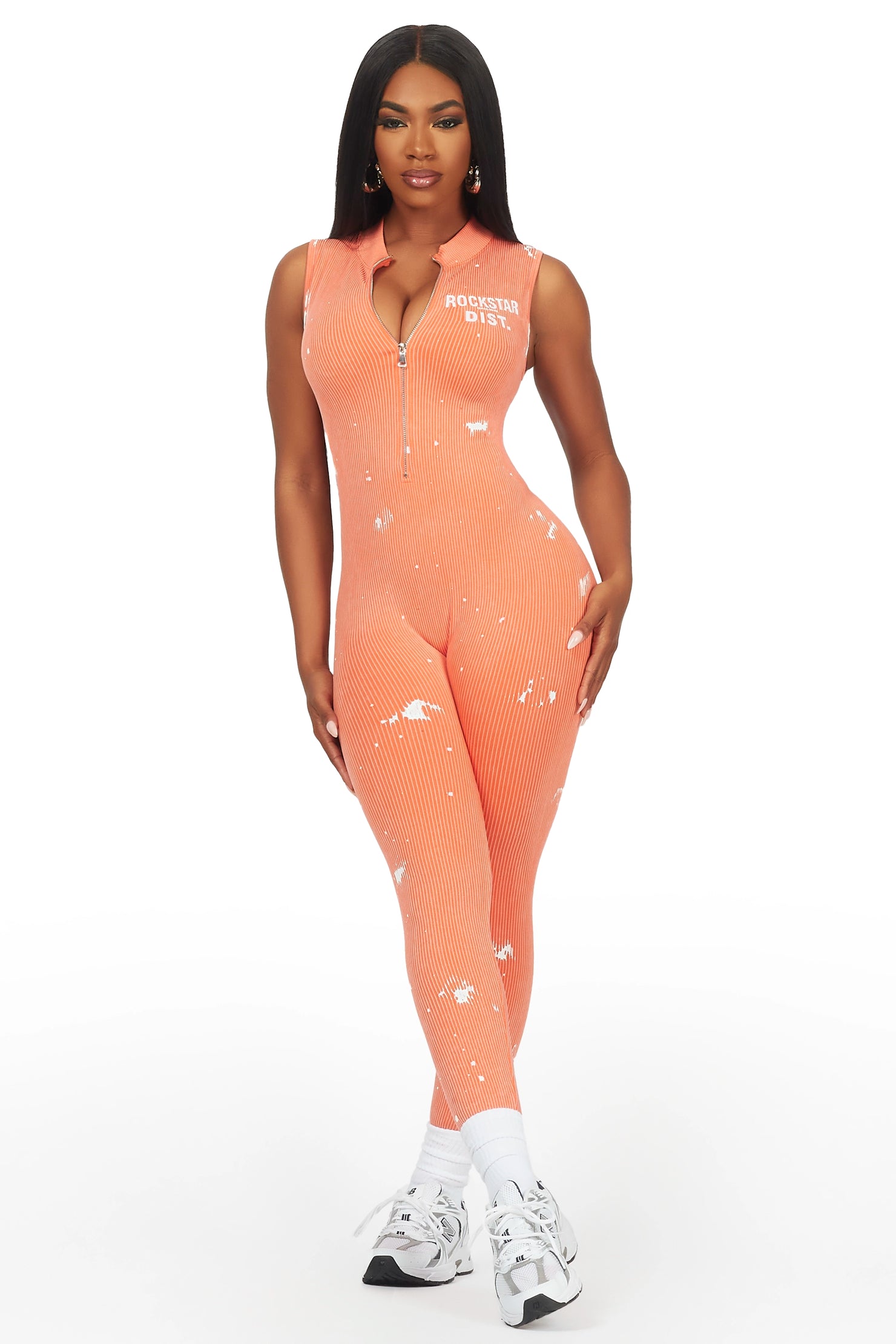 Saheera Orange Painted Jumpsuit
