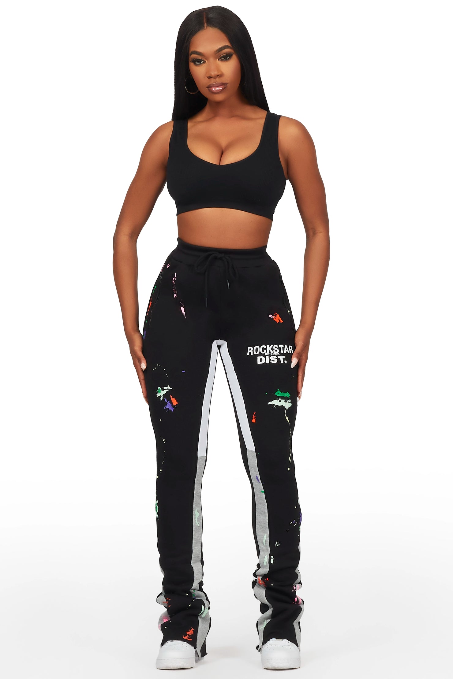 Karenthia Black Stacked Track Pant