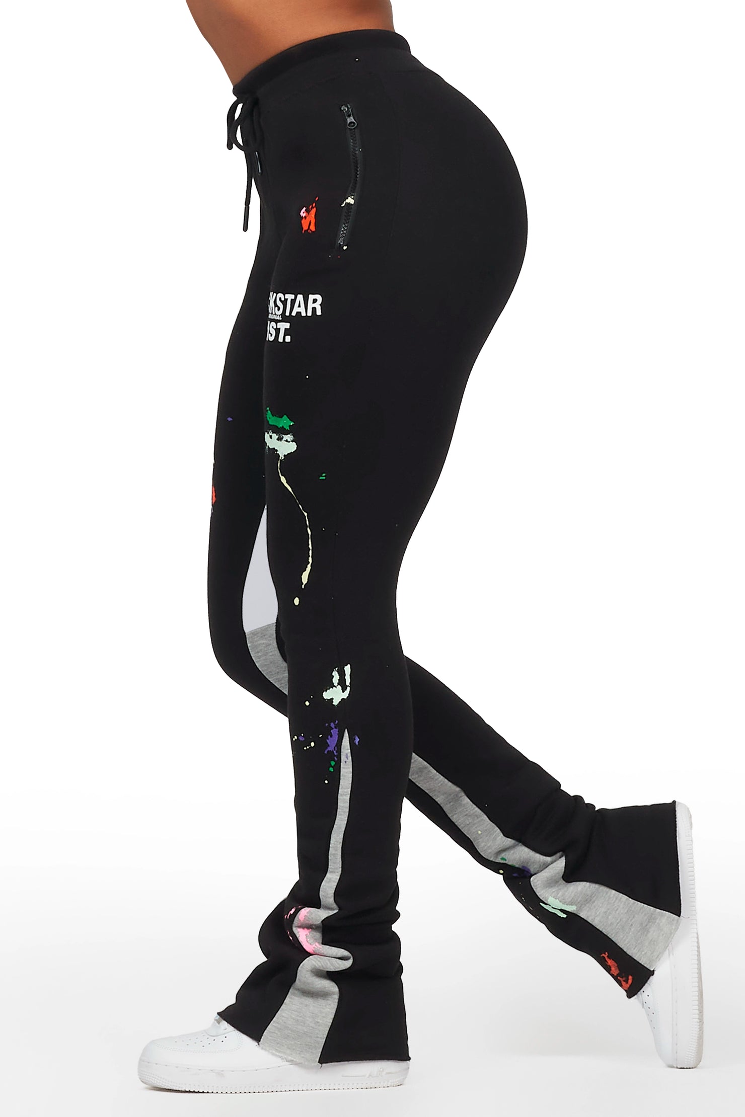 Karenthia Black Stacked Track Pant