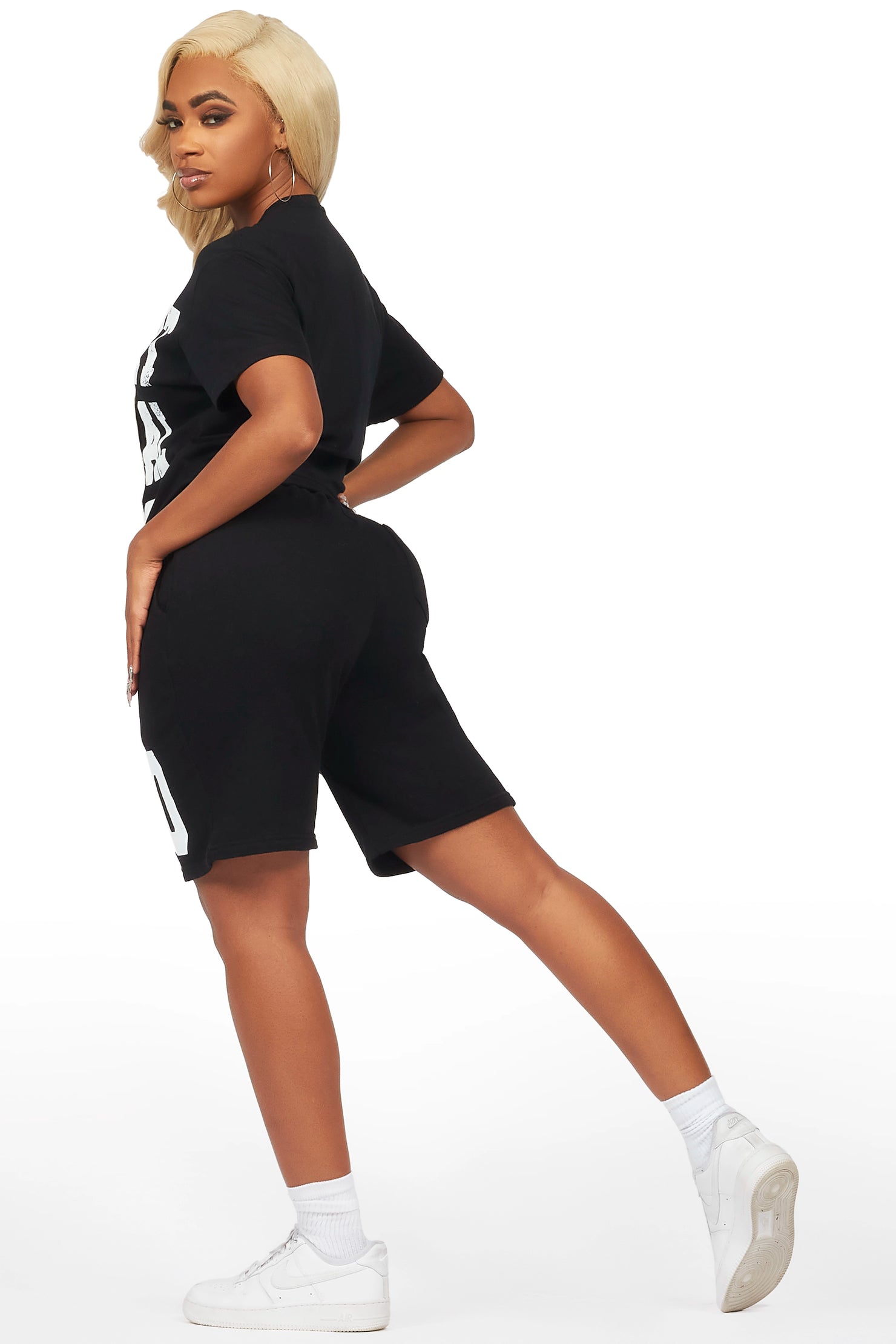 Mareona Black T-Shirt Short Set