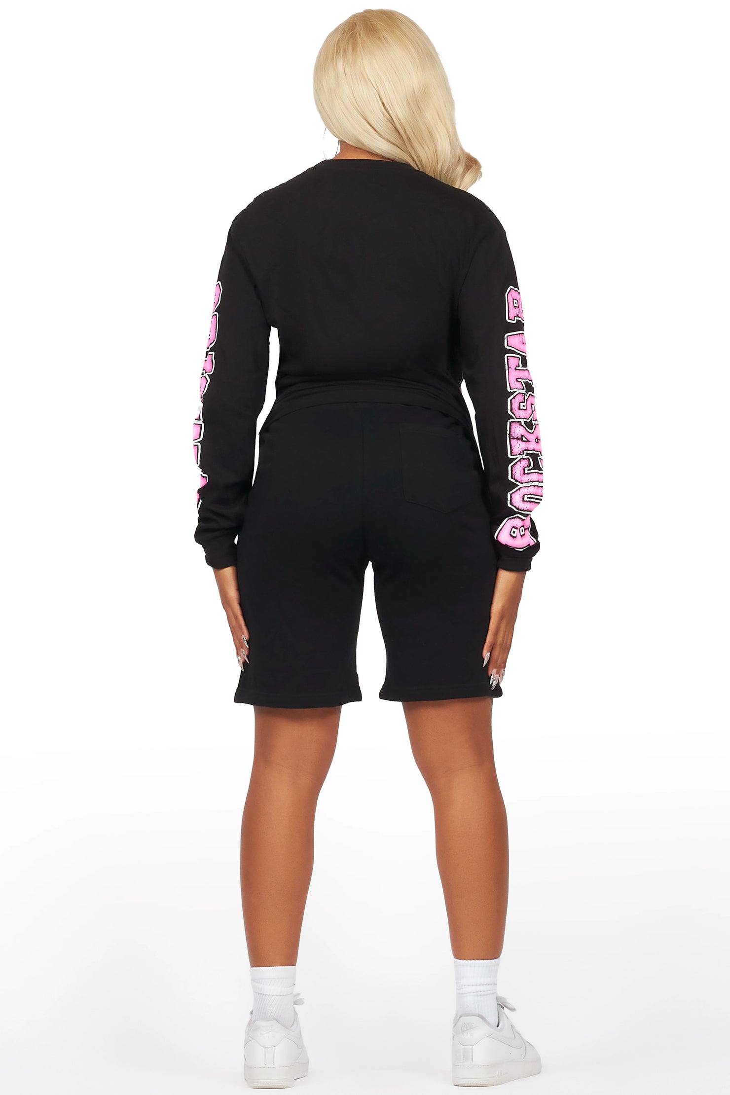 Jamala Black Long Sleeve T-Shirt Short Set